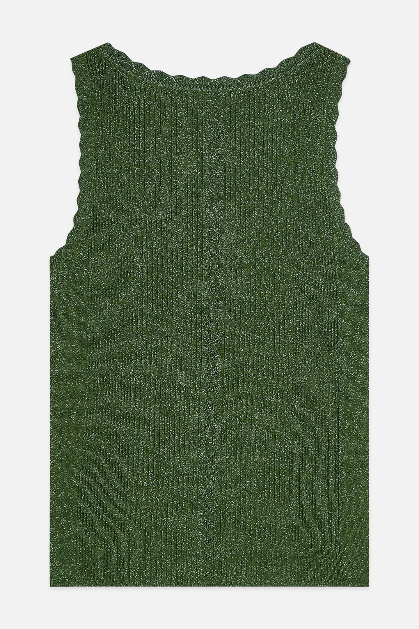 METALLIC RIBBED KNITTED TANK GARDEN GREEN 2