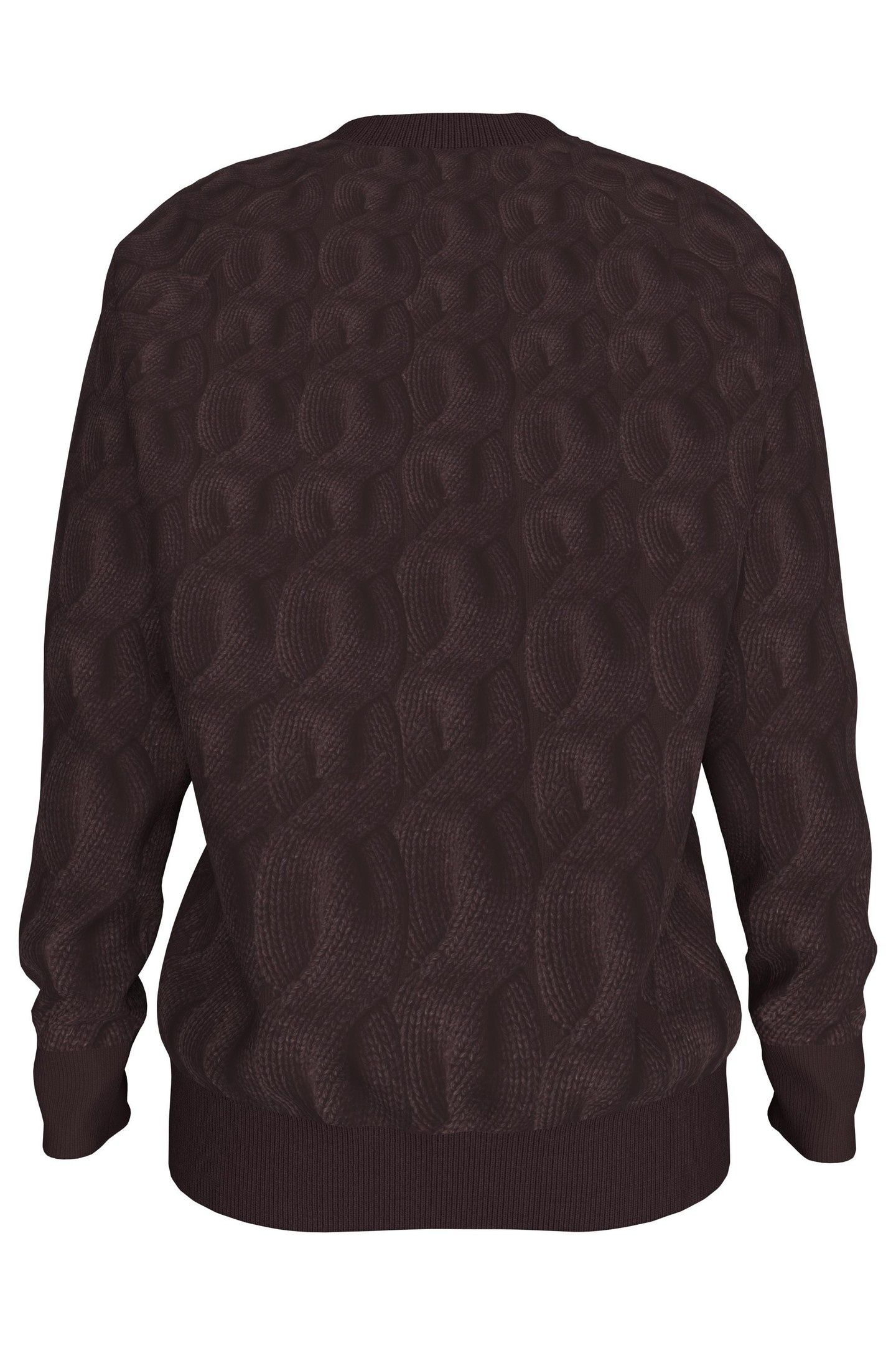 CABLE CREWNECK PULLOVER MOCHA BROWN 3