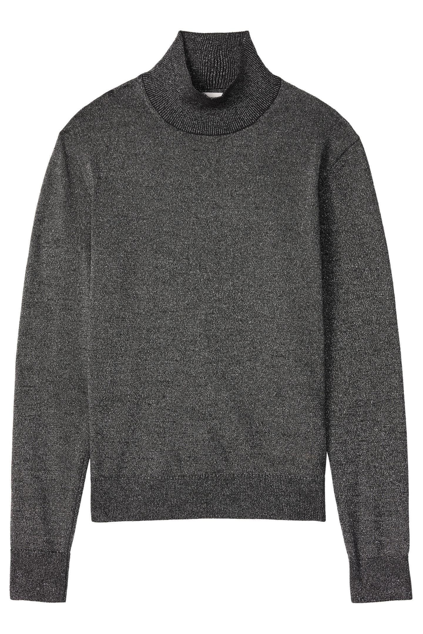MERINO LUREX T NECK COAL 1