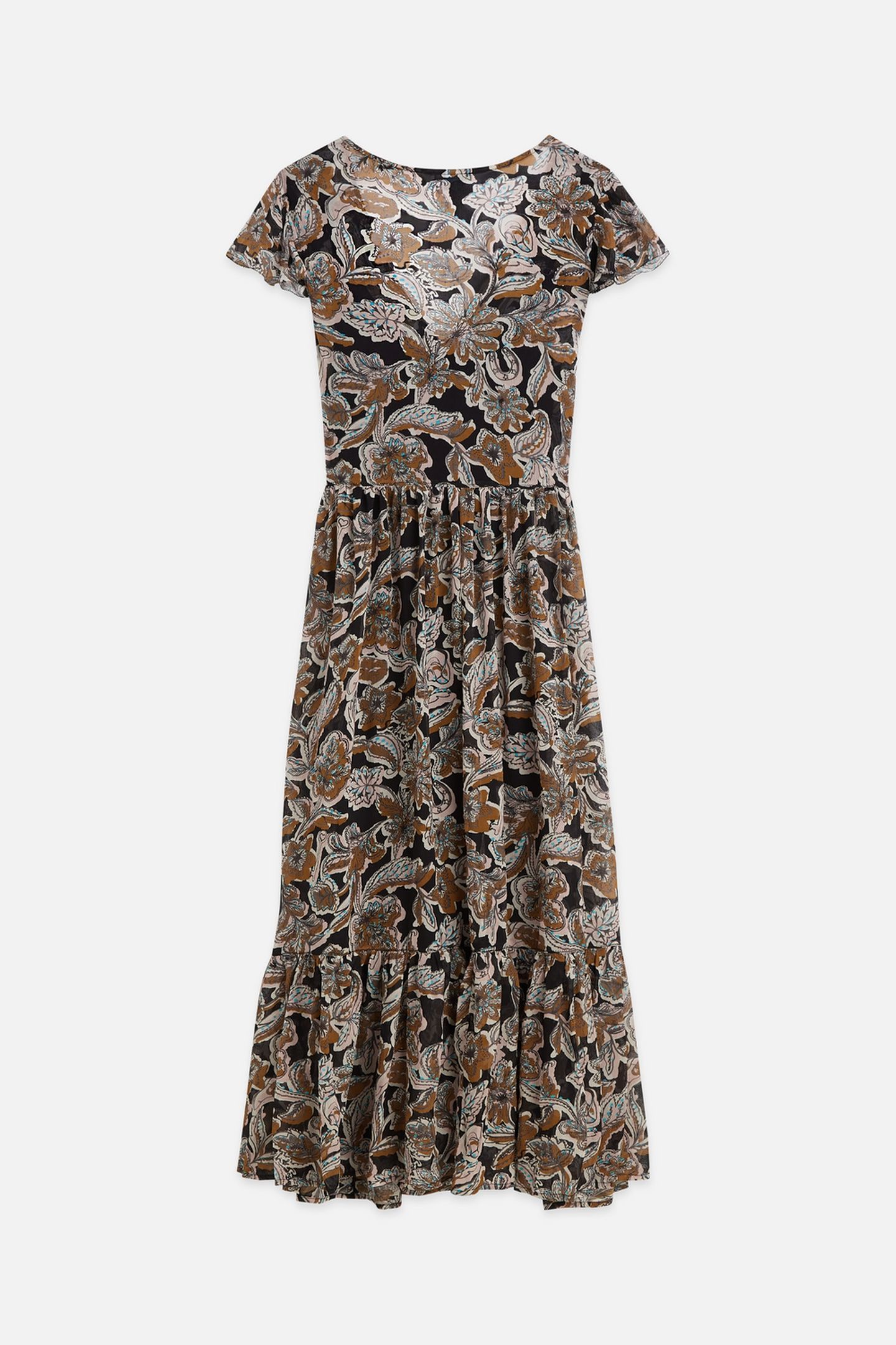 PRINTED CHIFFON MIDI DAY DRESS LUCKY BANDANA MULTI METEORITE 5