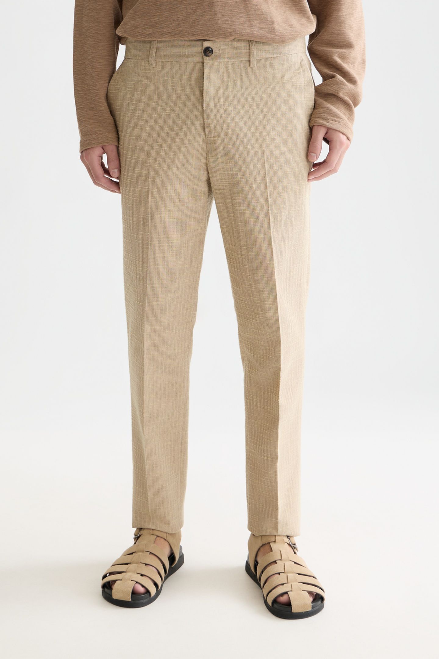 STUART STRUCTURED LINENBLEND REGULAR SLIMFIT CHINO MEDIUM BE 1