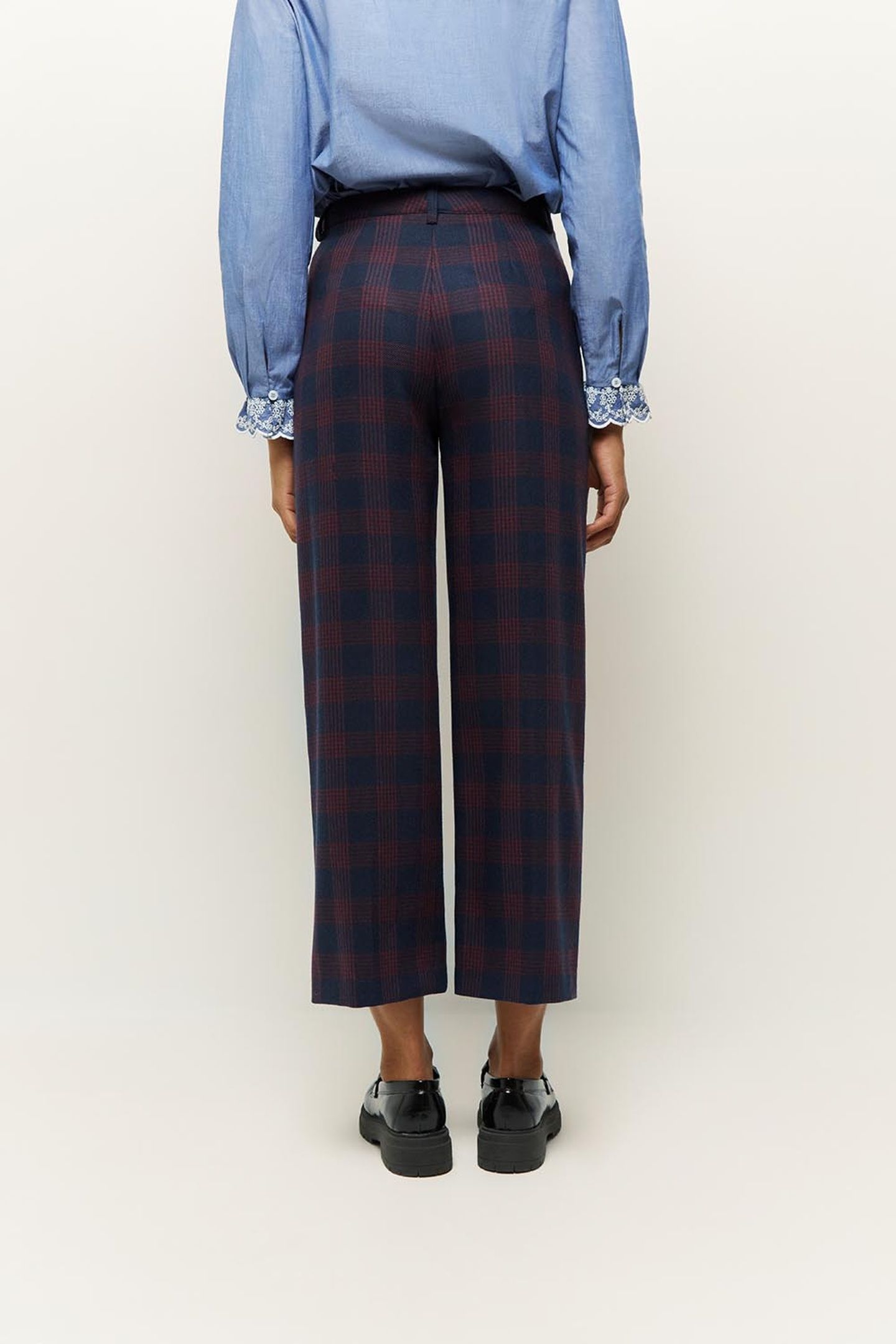 PATRIOTE _ NAVY SUIT TROUSERS WITH TARTAN PATTERN 4