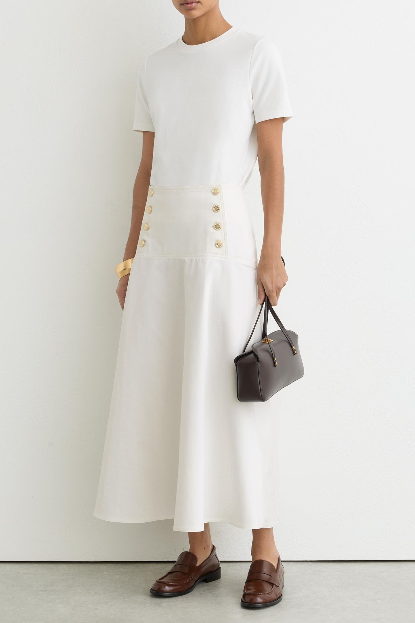 STRUCTURED BUTTON SKIRT IVORY 3