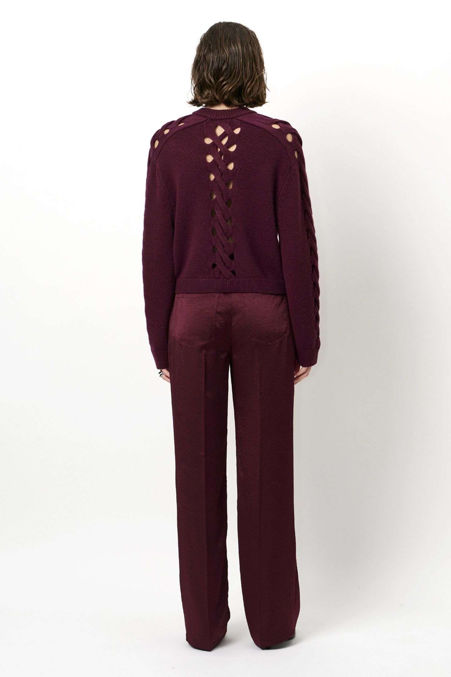 SUMMIT 5-POCKET SATIN PANTS MULBERRY RED 2