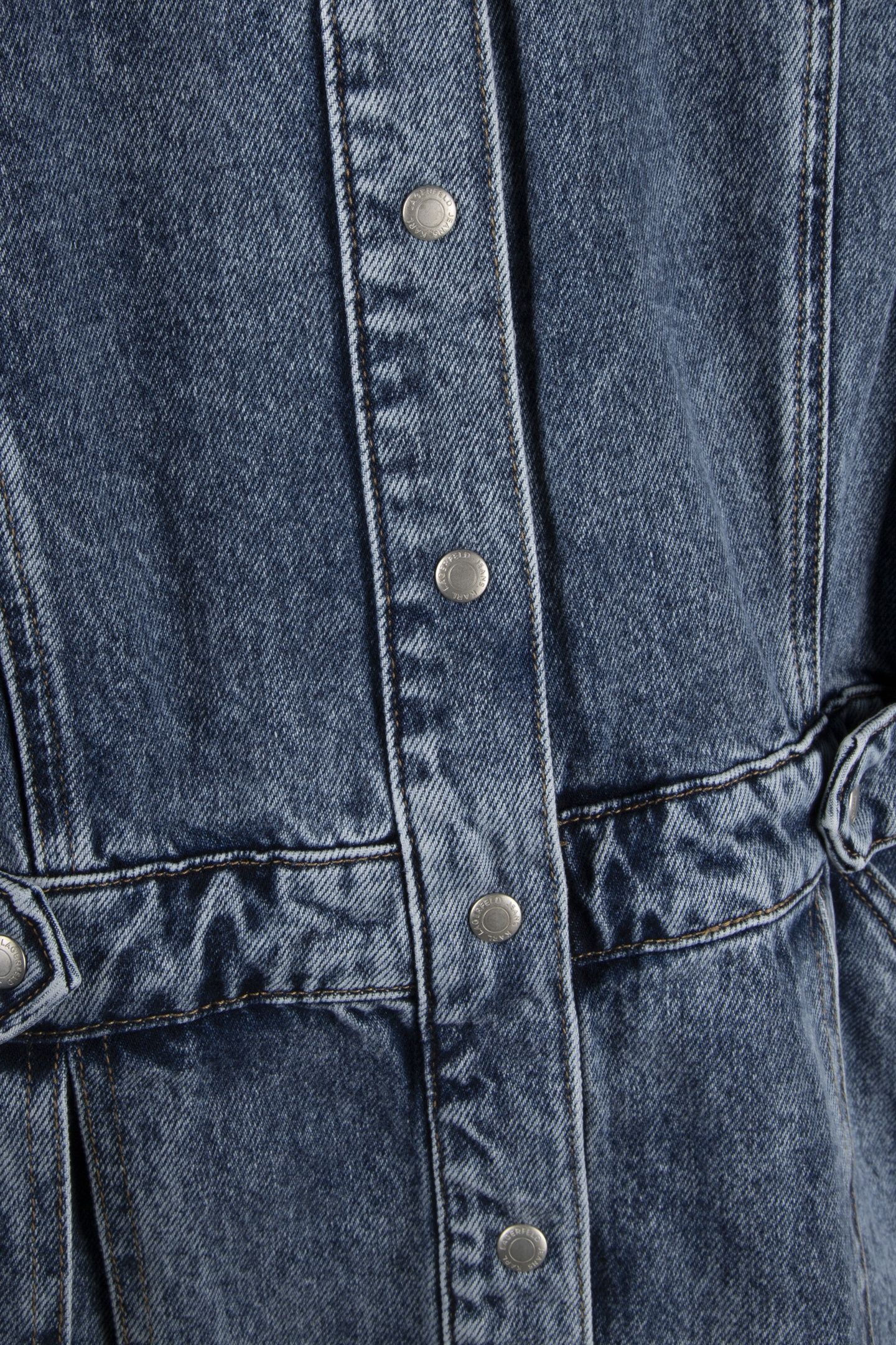 KLJ DENIM PLEATED DRESS MID BLUE 4