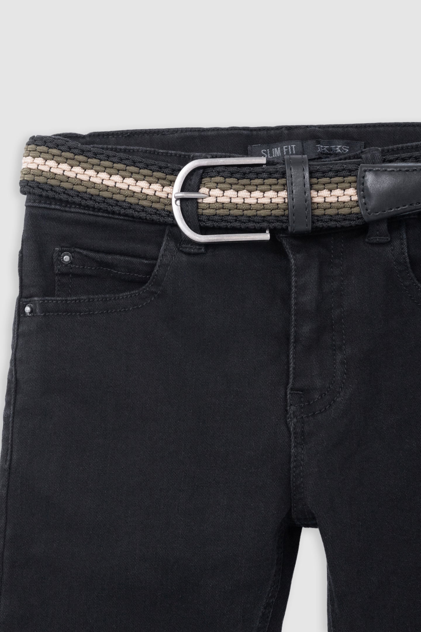 BOY'S BLACK SLIM JEANS WITH REMOVABLE BRAIDED WAISTBAND 4