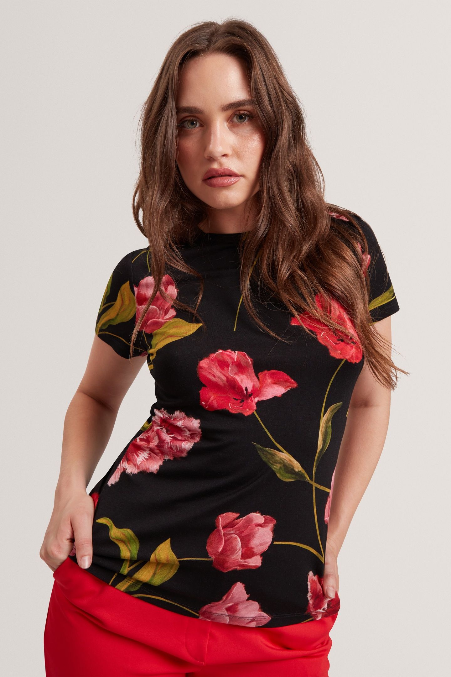 PRINTED FITTED TEE BLACK 1