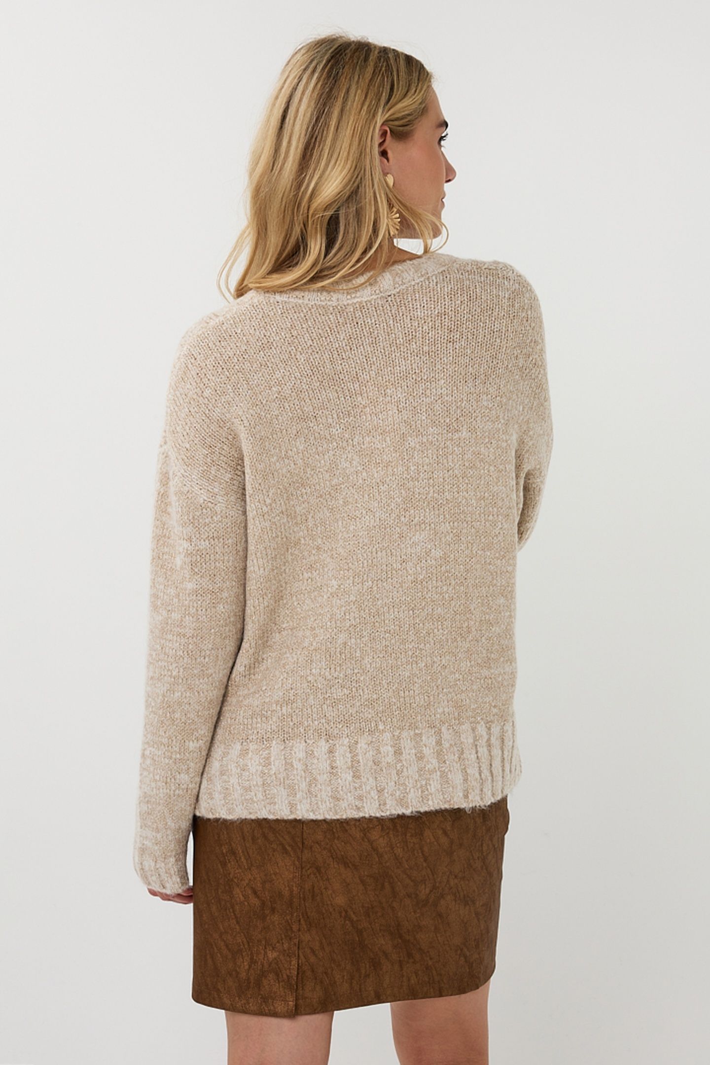 SWEATER V-NECK LUREX SAND 3