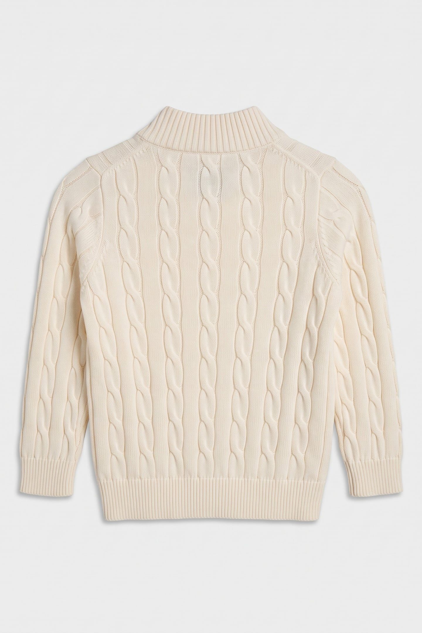 KIDS UNISEX COTTON CABLE HALF ZIP CREAM 3
