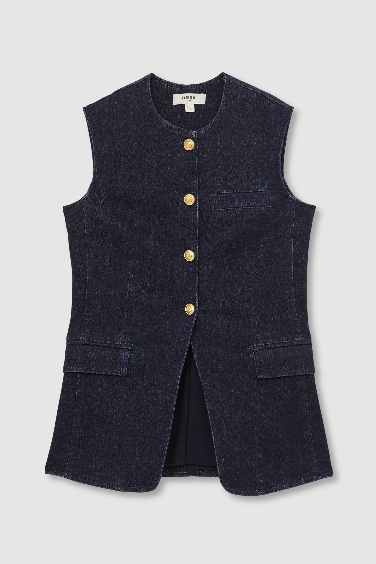 DENIM LONG LINE WAISTCOAT DARK BLUE 4