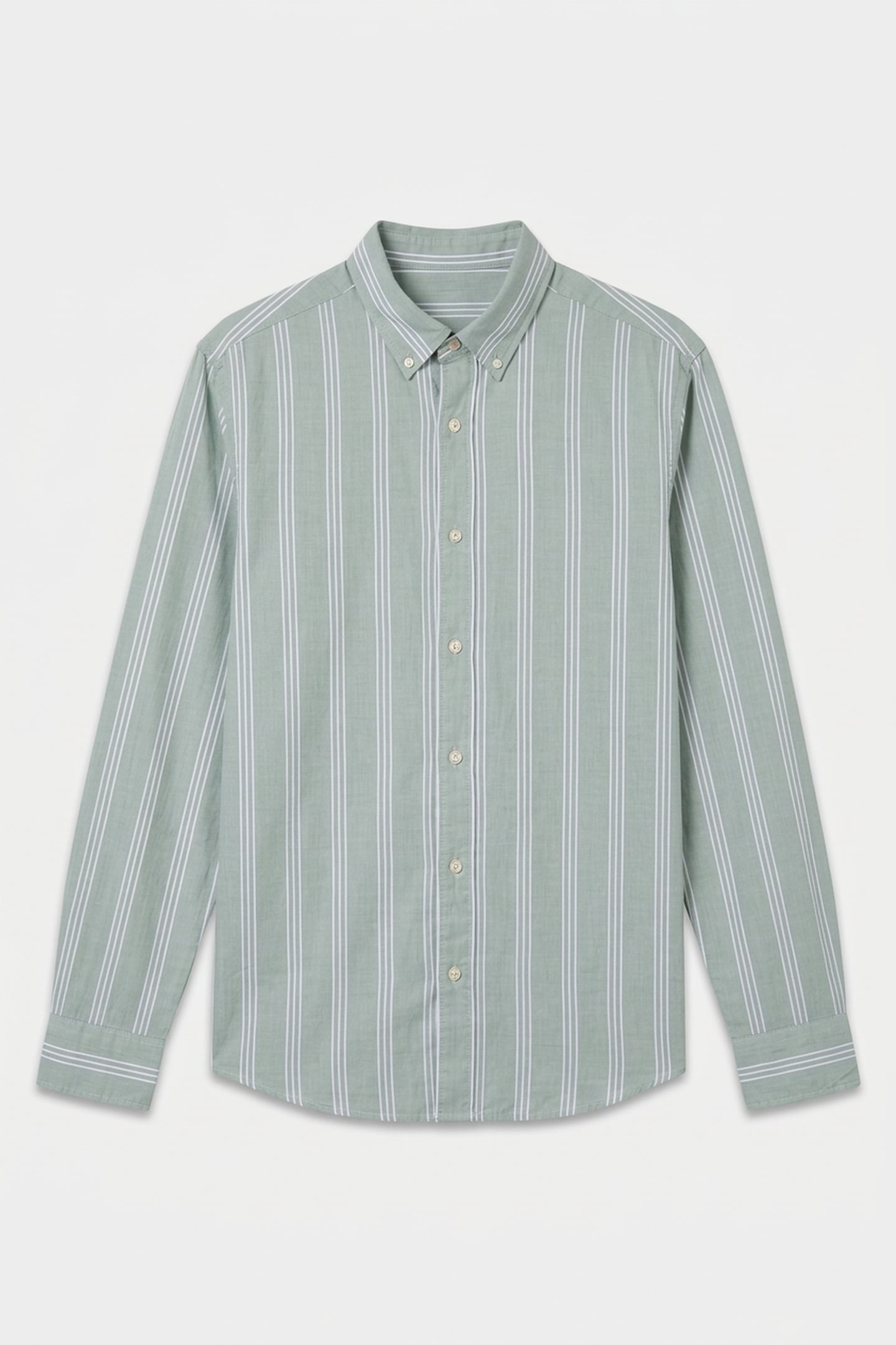 REG POPLIN FIL A FIL STRIPE SHIRT WOODY GREEN 1