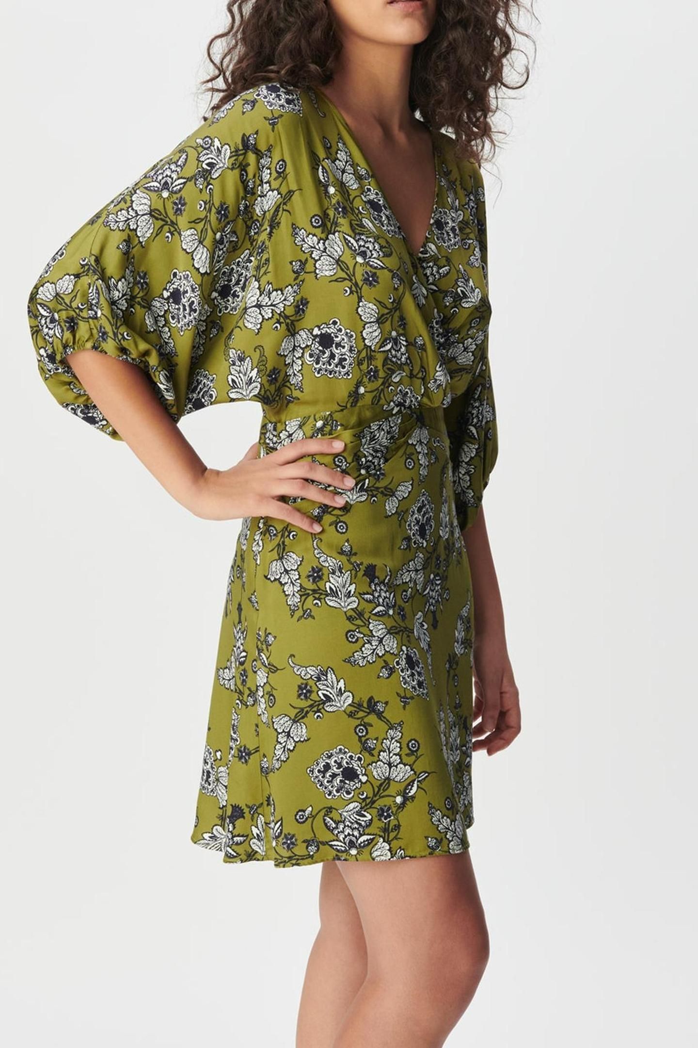 GREEN FLOWING DRESS WITH FLORAL PRINT 3