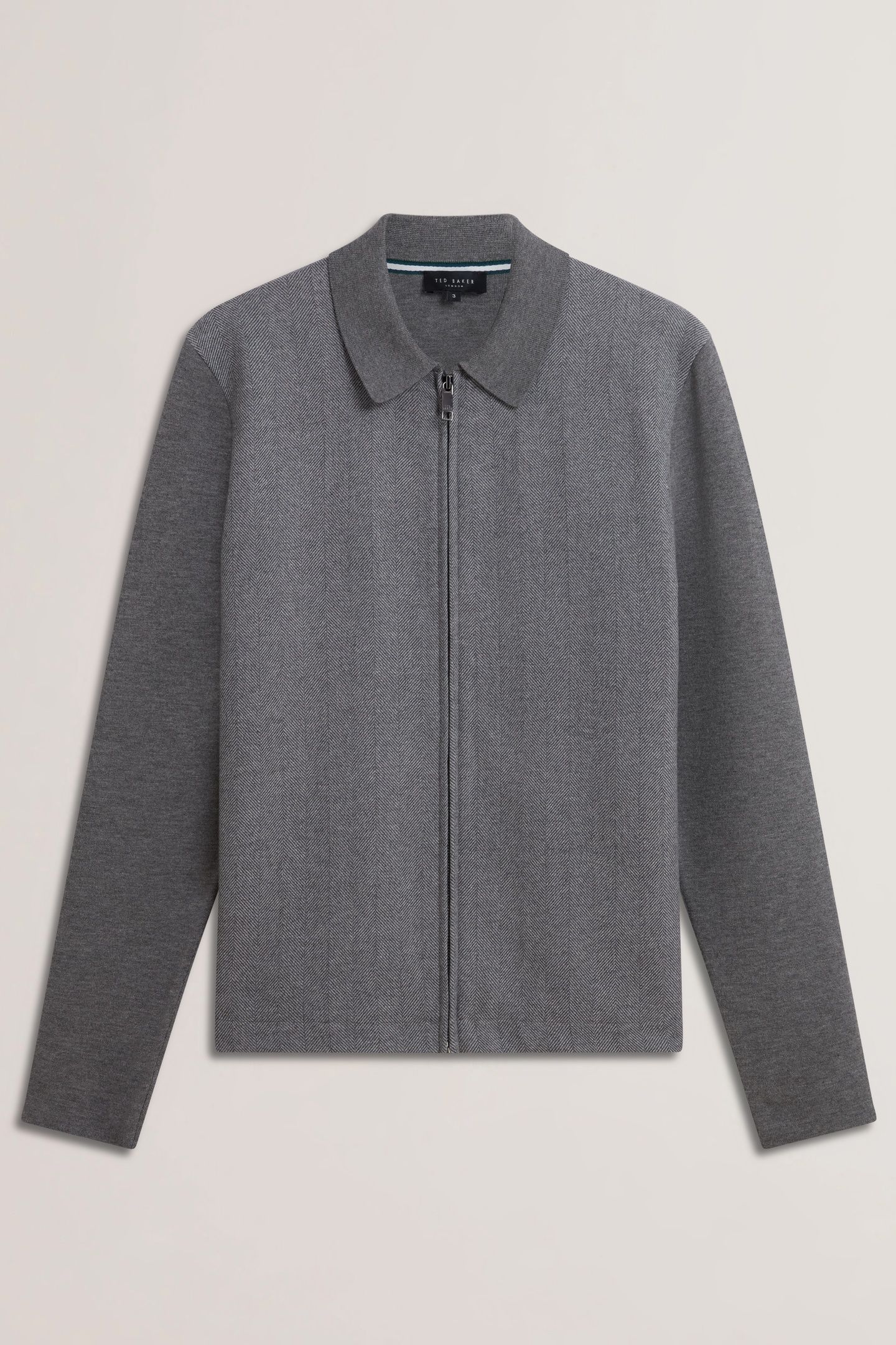 DEJO HERRINGBONE FRONT ZIP THROUGH GREY 3
