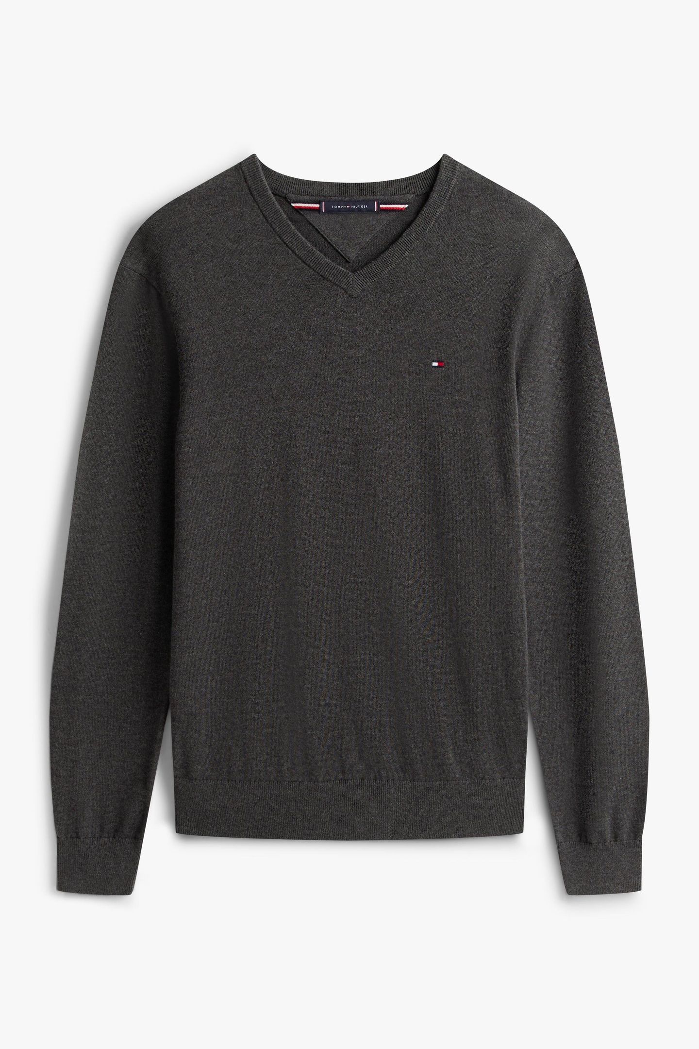 ESSENTIAL COTTON V NECK DARK GREY HEATHER 4