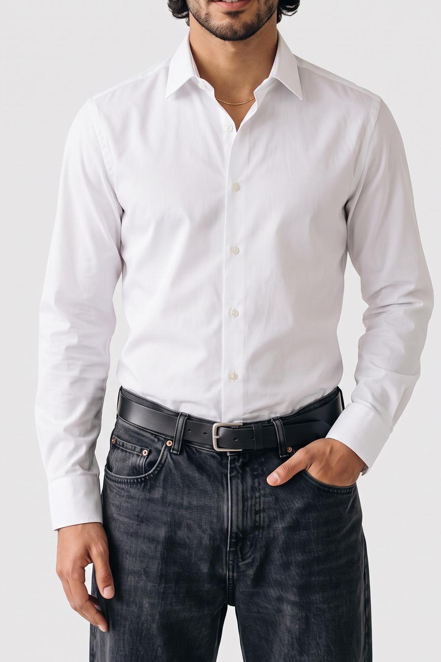 SLIM MID TWILL SHIRT WHITE 1