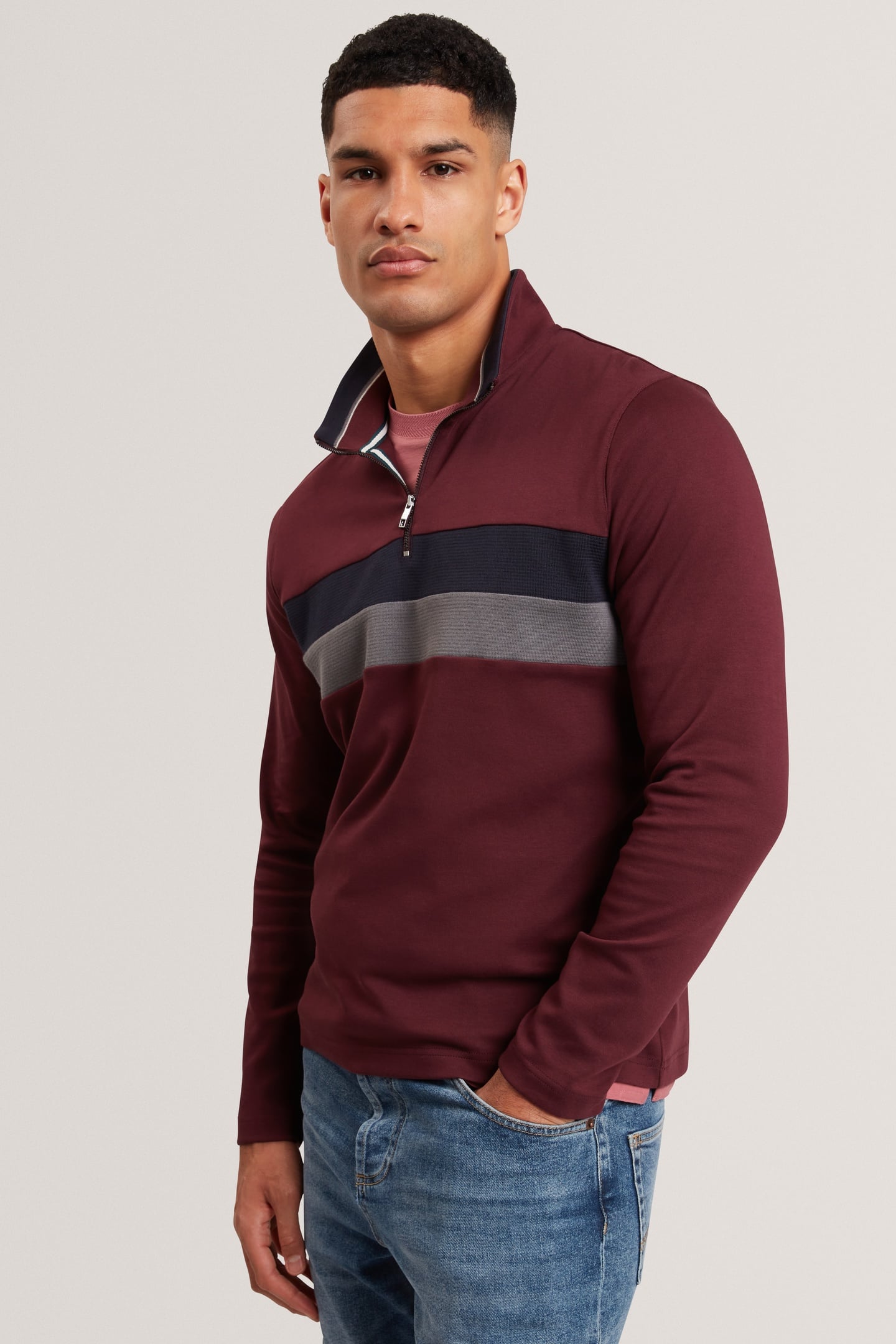 LS REGULAR FIT HALF ZIP MAROON 1