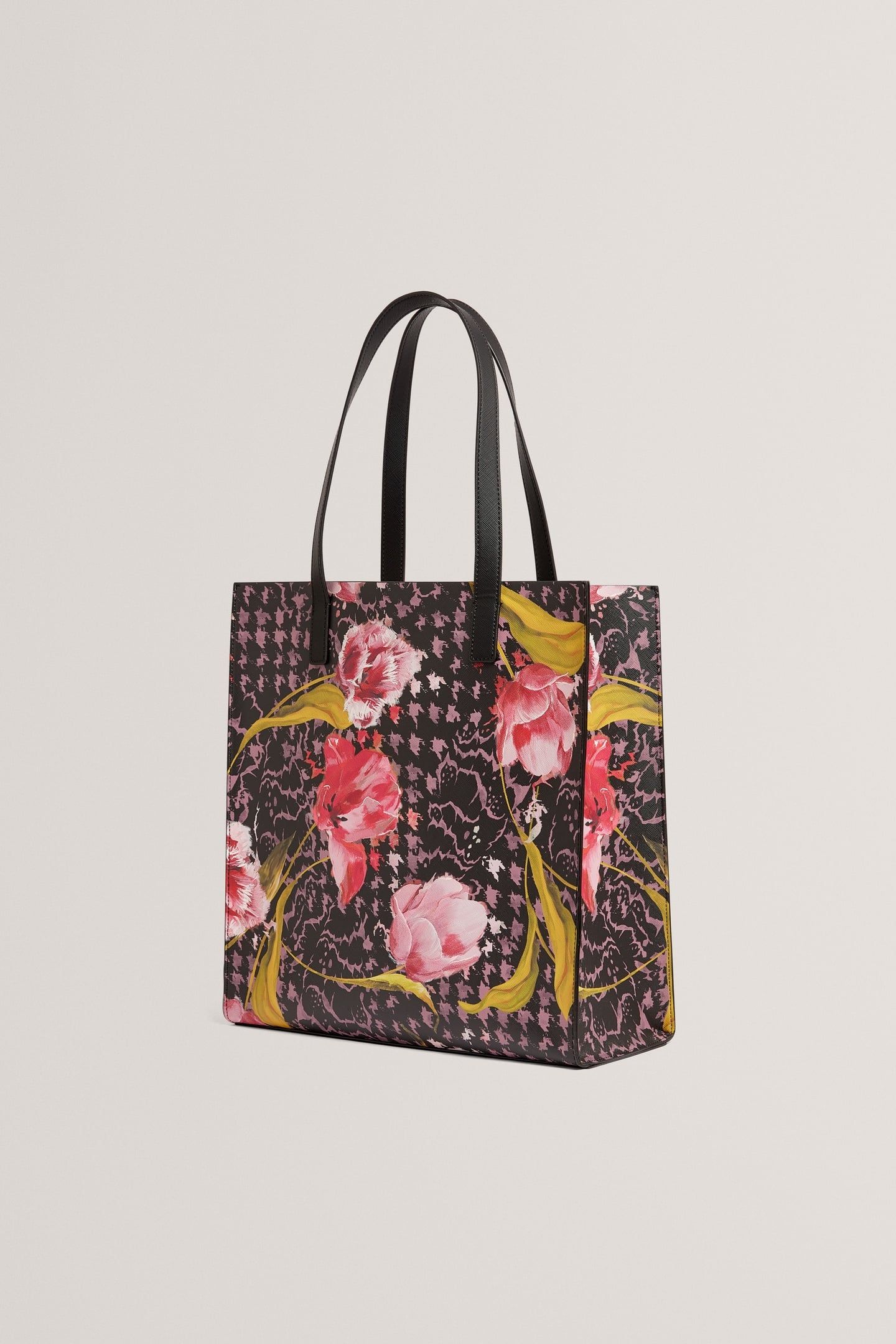 FLORAL PRINTED LARGE ICON BAG BLACK 2