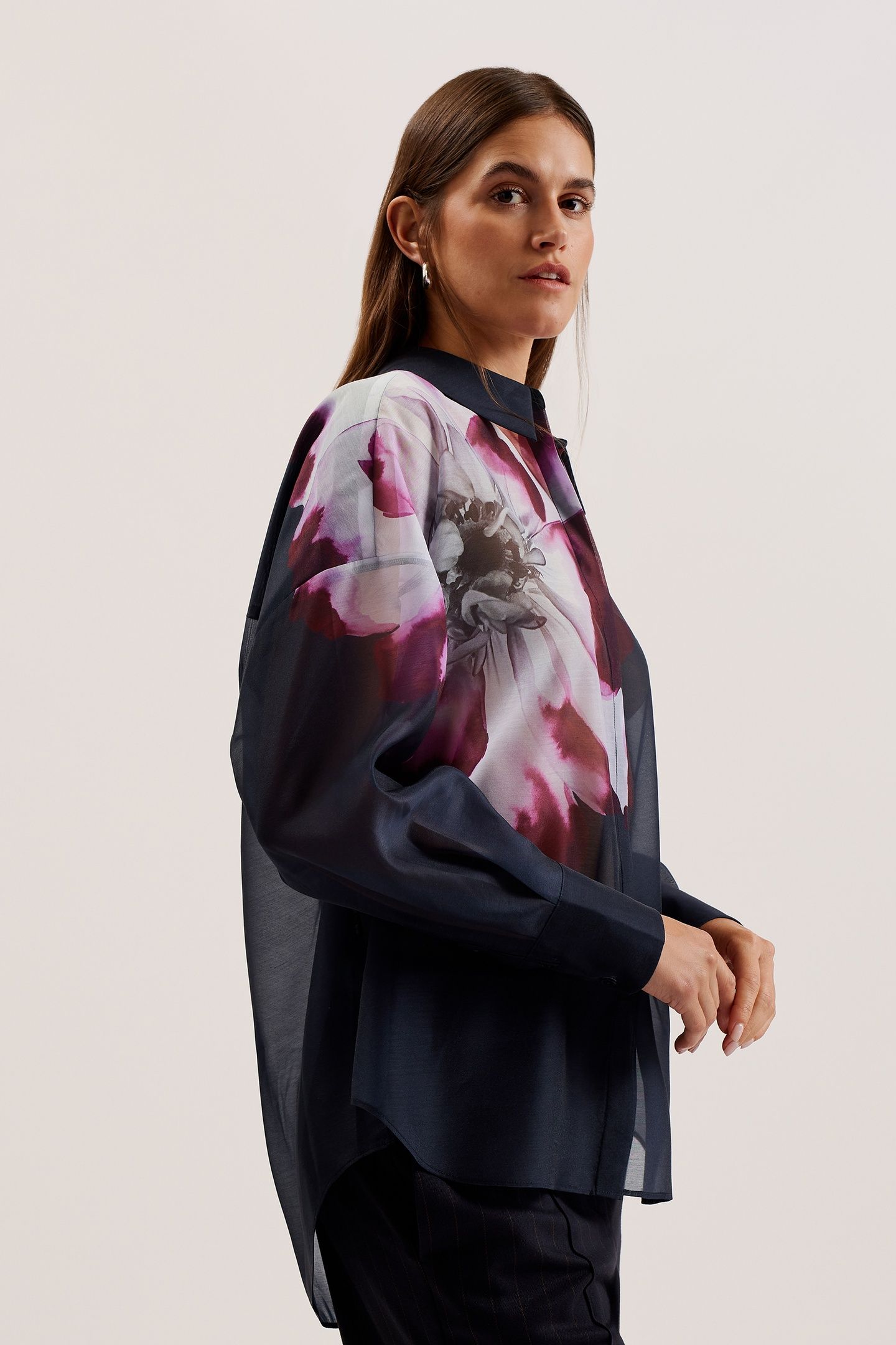 ORRIN PRINTED BUTTON DOWN OVERSIZED NAVY 3