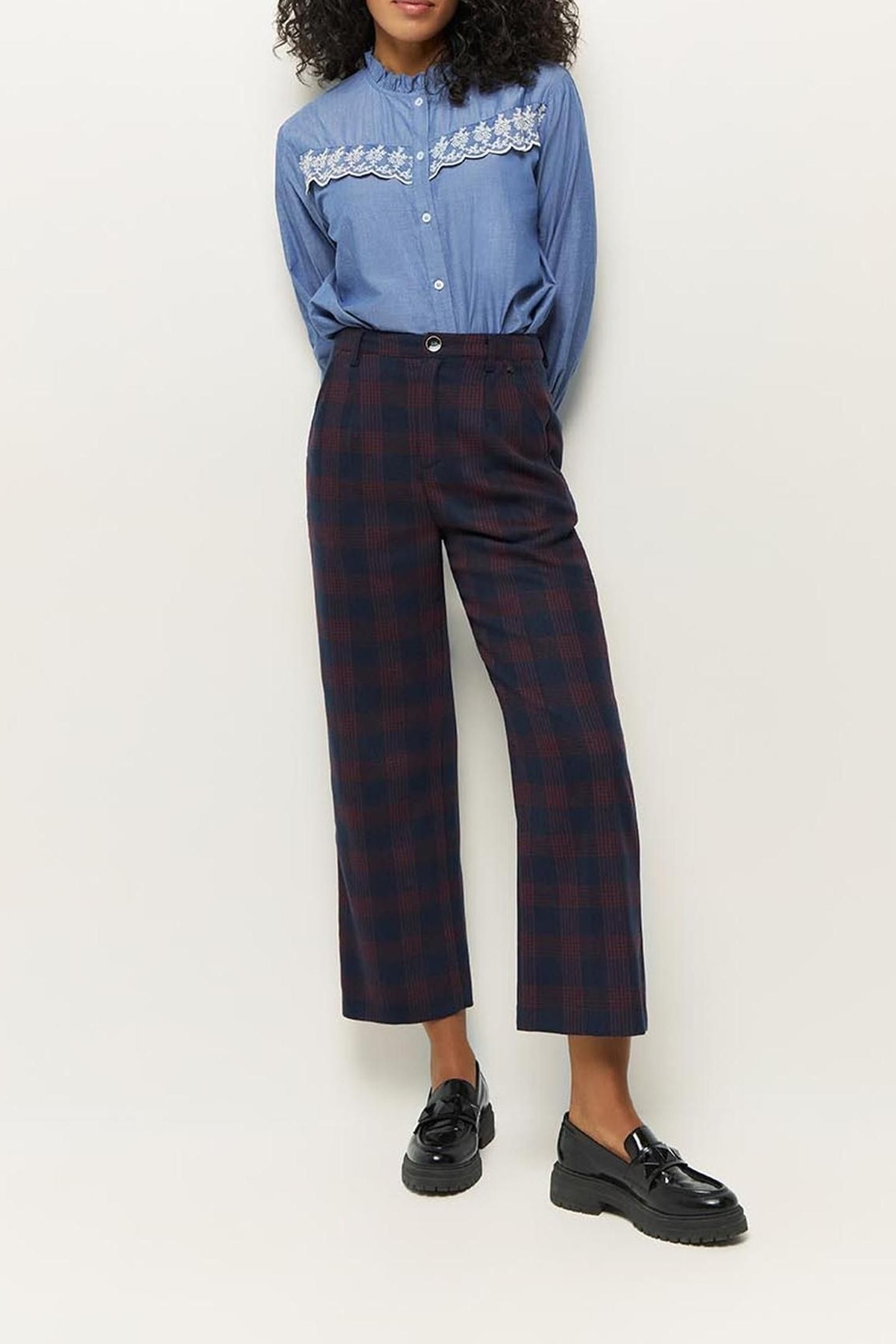 PATRIOTE _ NAVY SUIT TROUSERS WITH TARTAN PATTERN 2