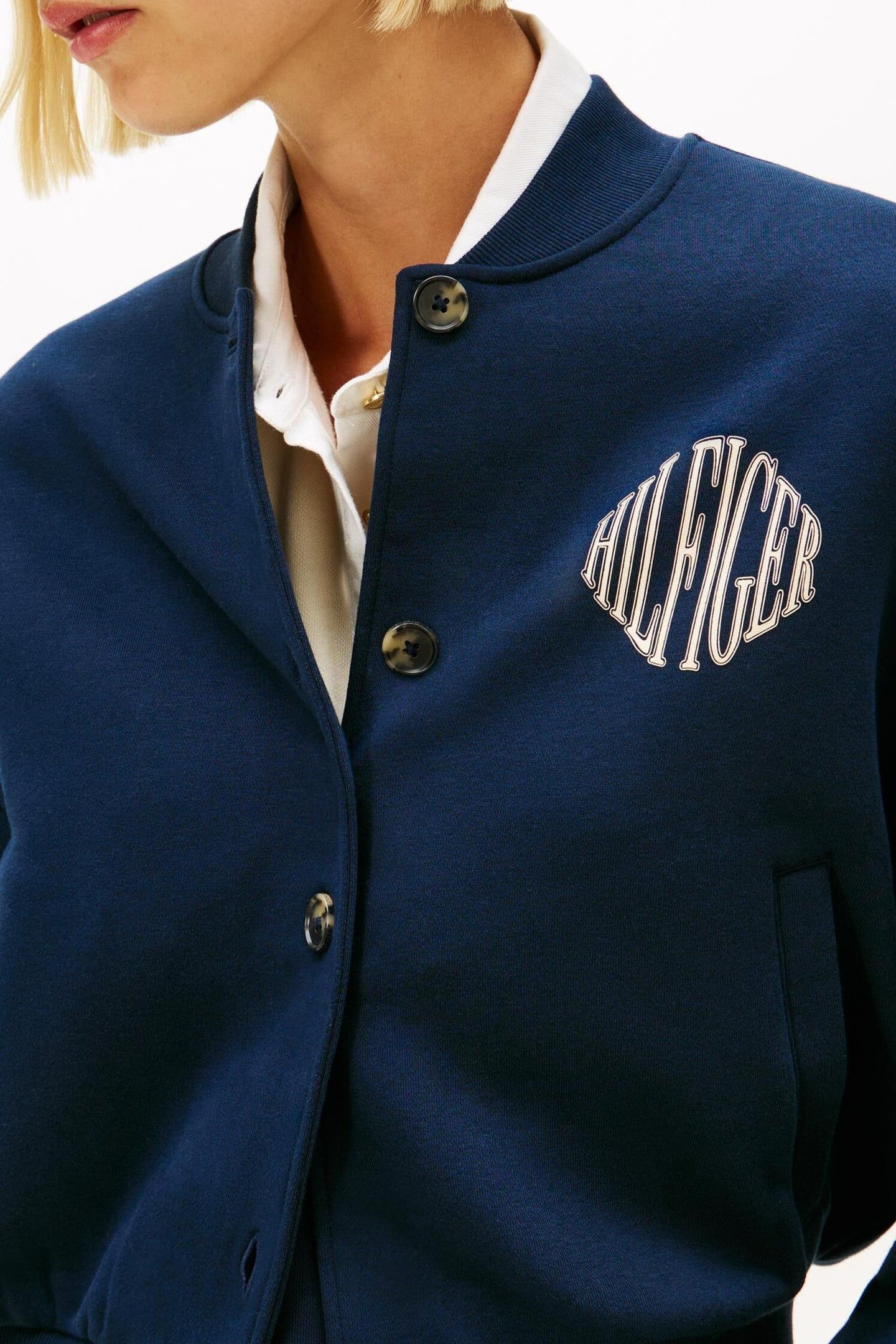 VARSITY FLEECE BOMBER DARK NIGHT NAVY 8