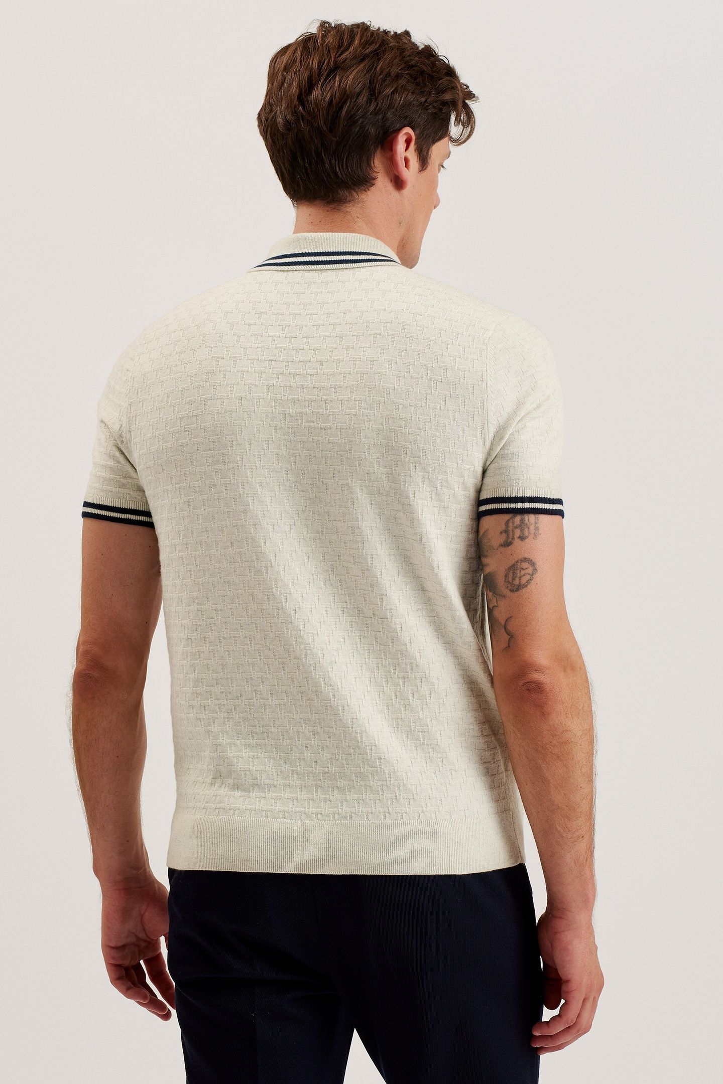MAHANI SS REGULAR T STITCHED HALF ZIP BEIGE 2