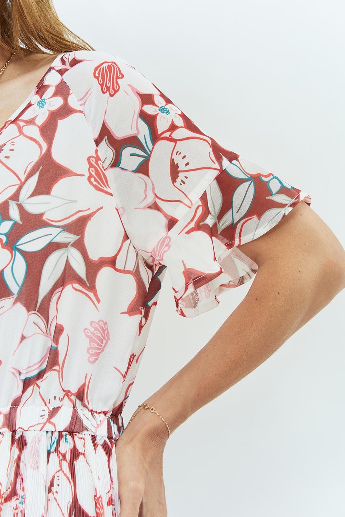 RAMIA _ ECRU MAXI DRESS WITH ARTY CAMELLIA PRINT 4