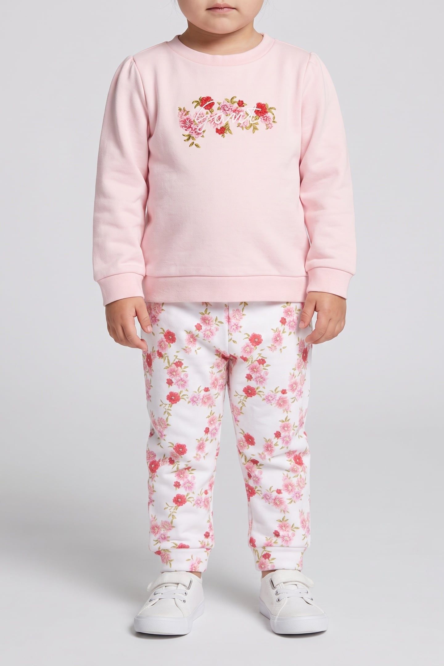 BABY GIRLS PUFF SLEEVE SWEAT AND LEGGING SET LIGHT PINK 1
