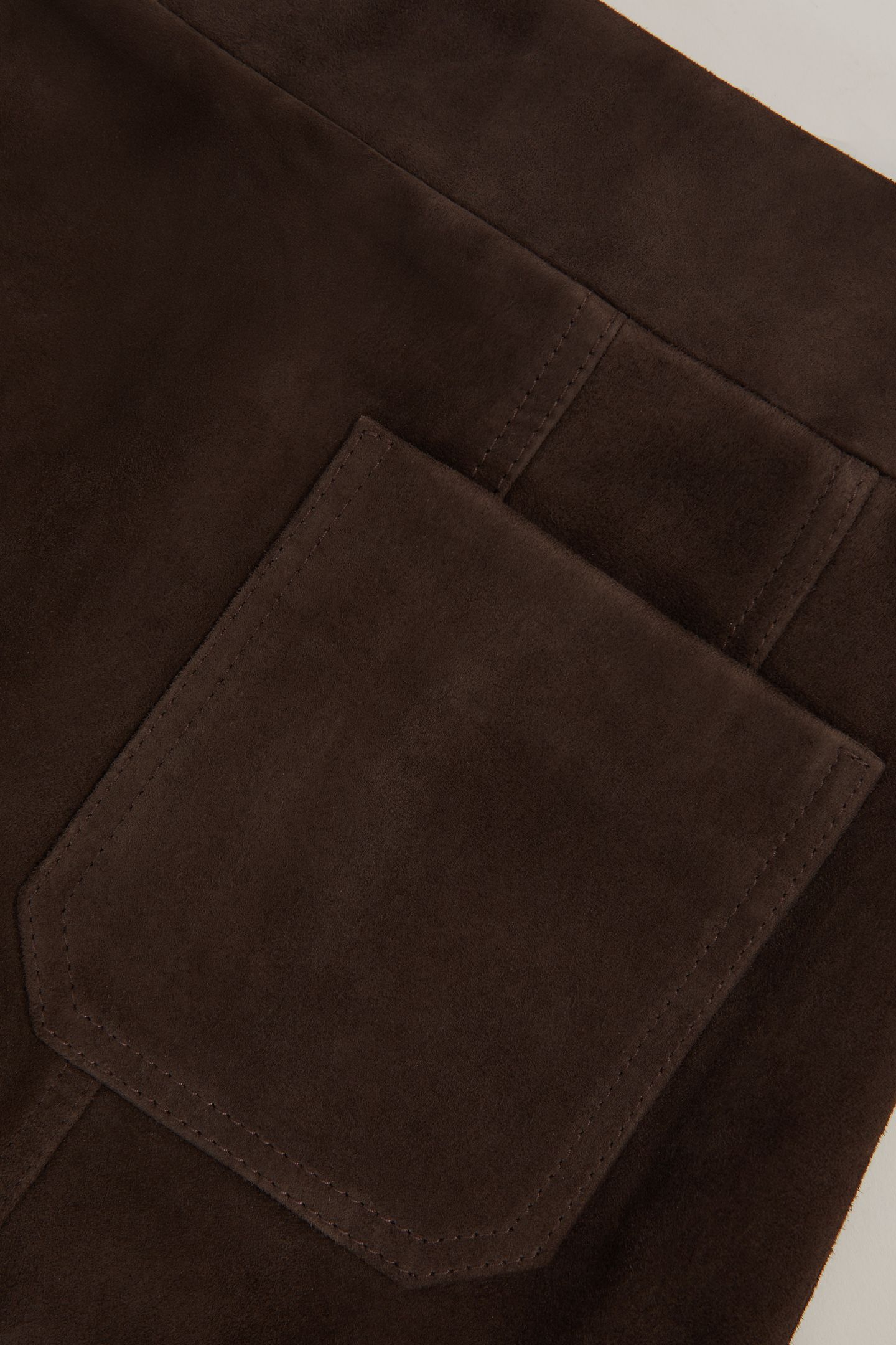 SUEDE PATCH POCKET MINI SKIRT CHOCOLATE BROWN 6