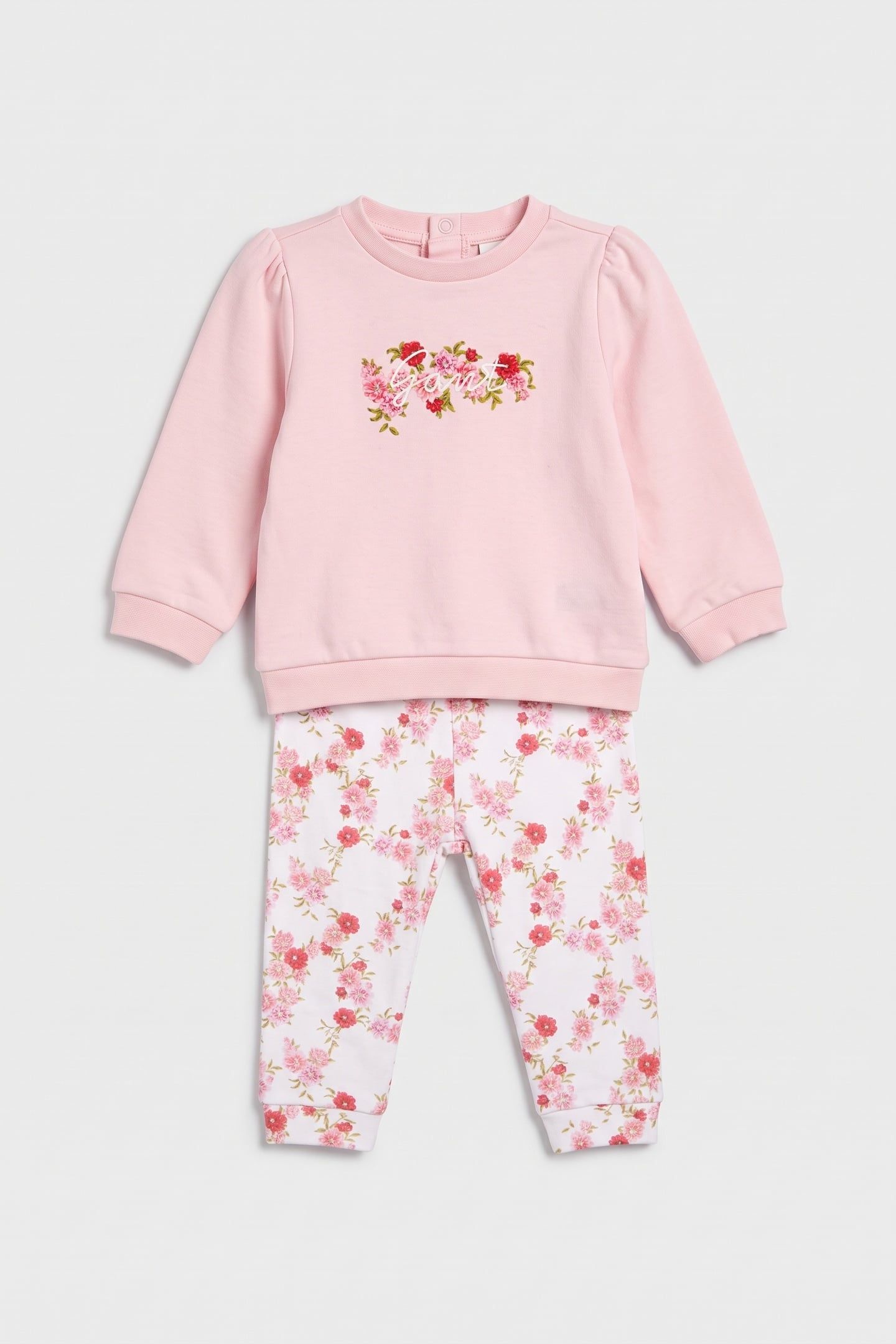 BABY GIRLS PUFF SLEEVE SWEAT AND LEGGING SET LIGHT PINK 2