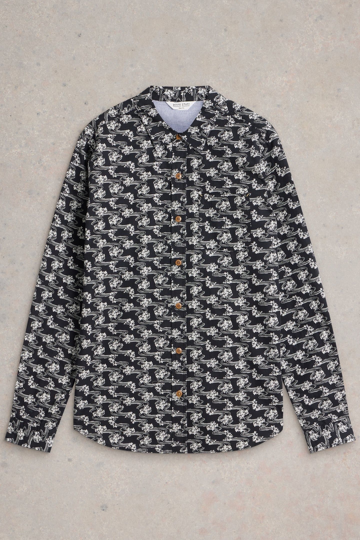 FLORAL RIPPLE PRINTED SHIRT BLK MLT 3