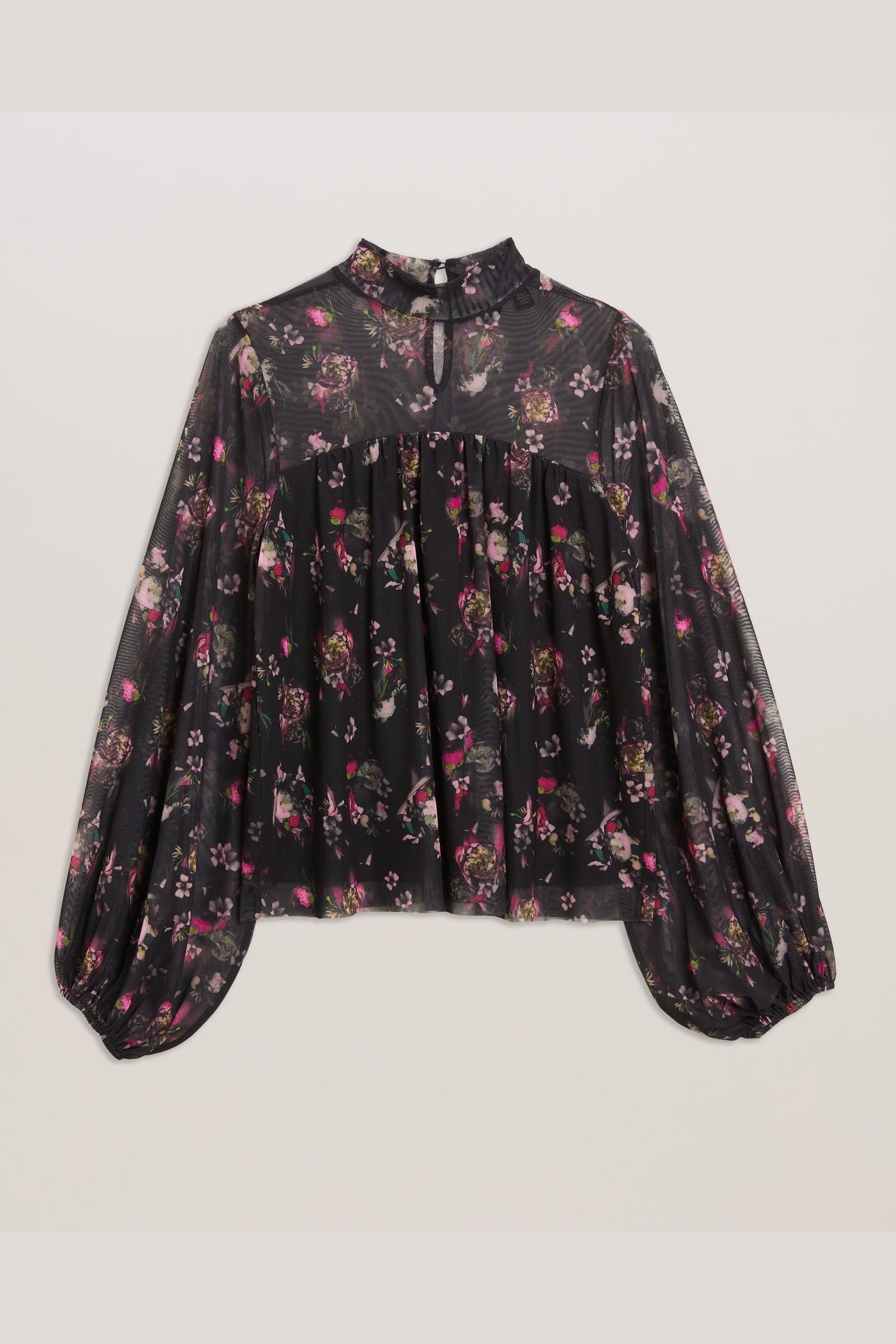 AVETTA LONG SLEEVE FLORAL MESH MINI BLACK 3
