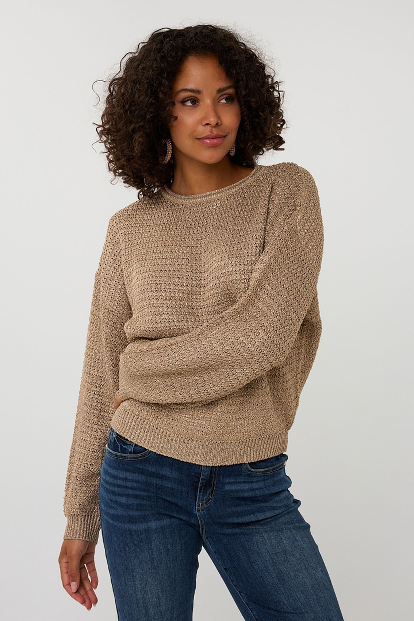 SWEATER OVERSIZED LUREX SAND 1