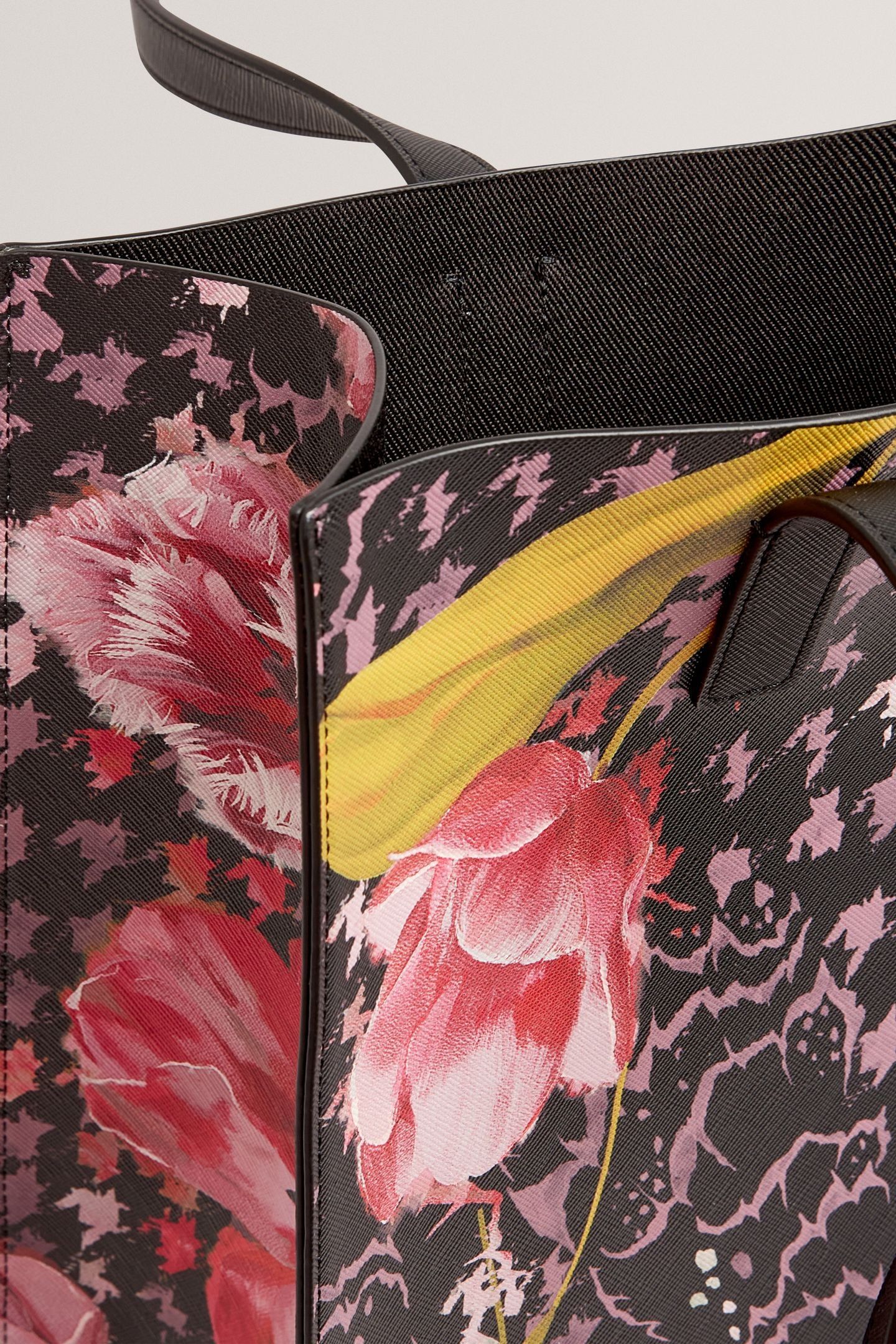 FLORAL PRINTED LARGE ICON BAG BLACK 4