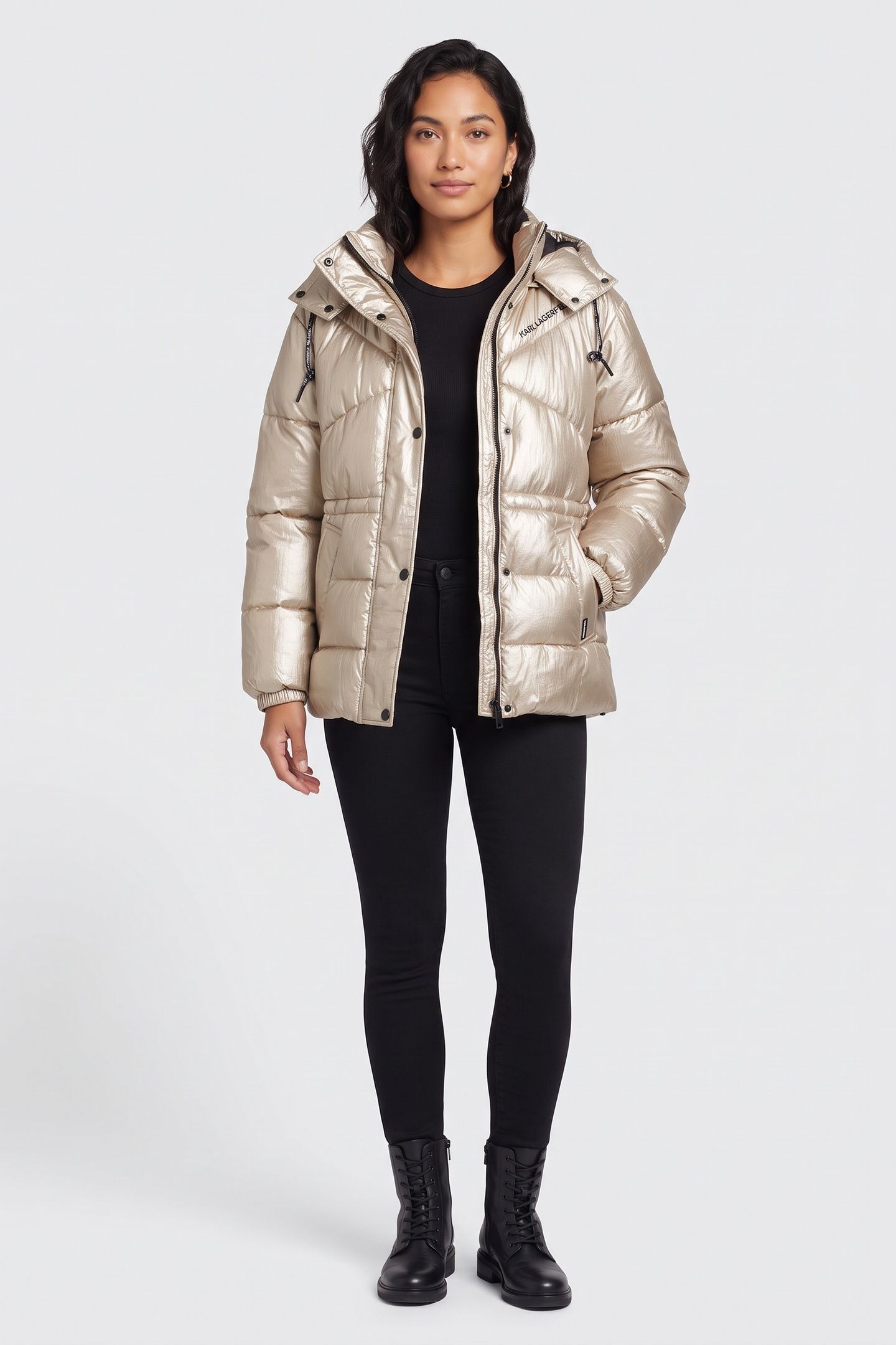 METALLIC PUFFER JACKET LIGHT GOLD 2