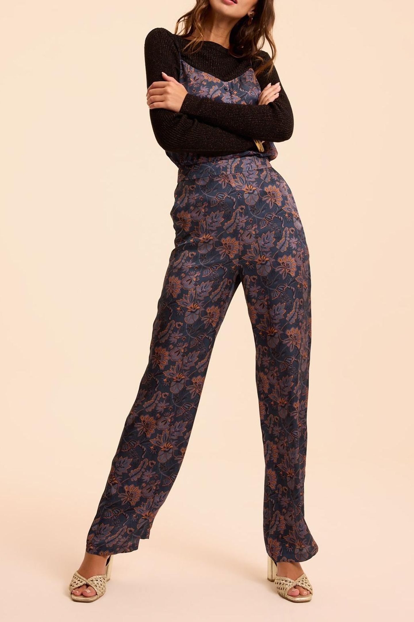 PURPLE WIDE-LEG TROUSERS WITH SCARF PRINT 6