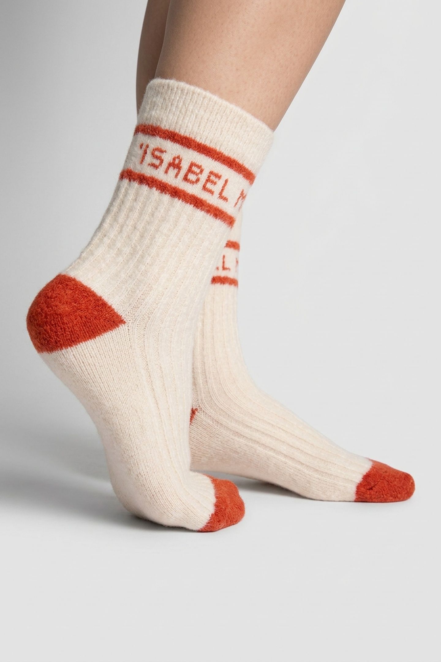 LINDEN SOCKS ECRU ORANGE 1