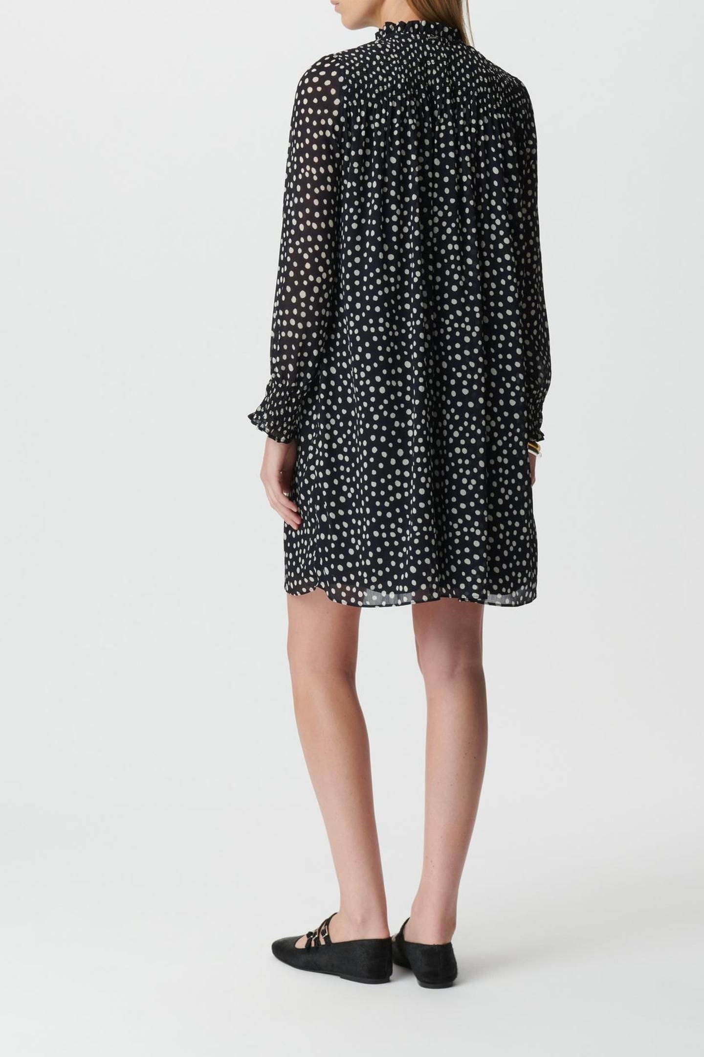 NAVY POLKA DOT PRINT SHORT DRESS 2