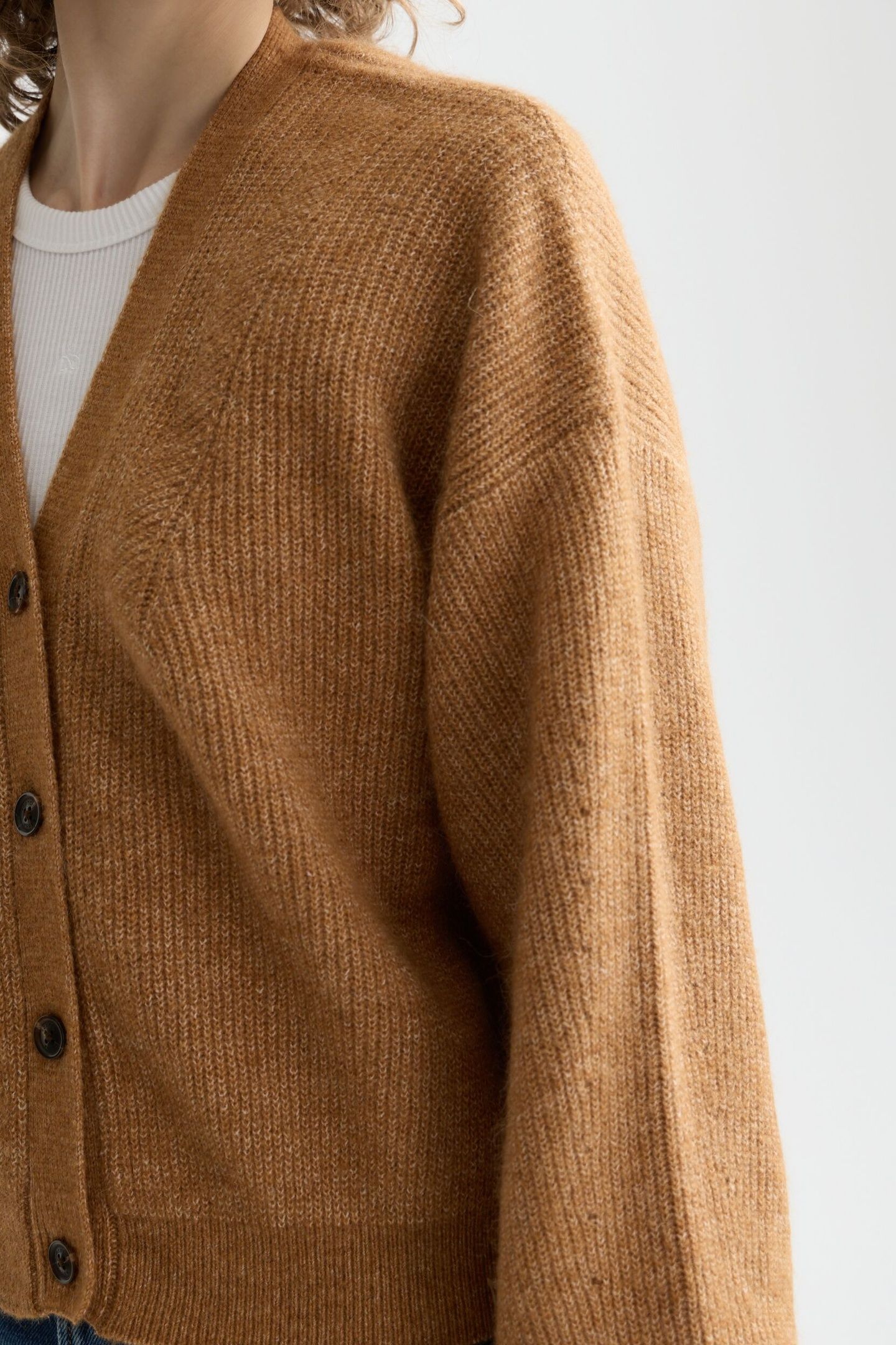 FUZZY RELAXED CARDIGAN TOBACCO MELANGE 6
