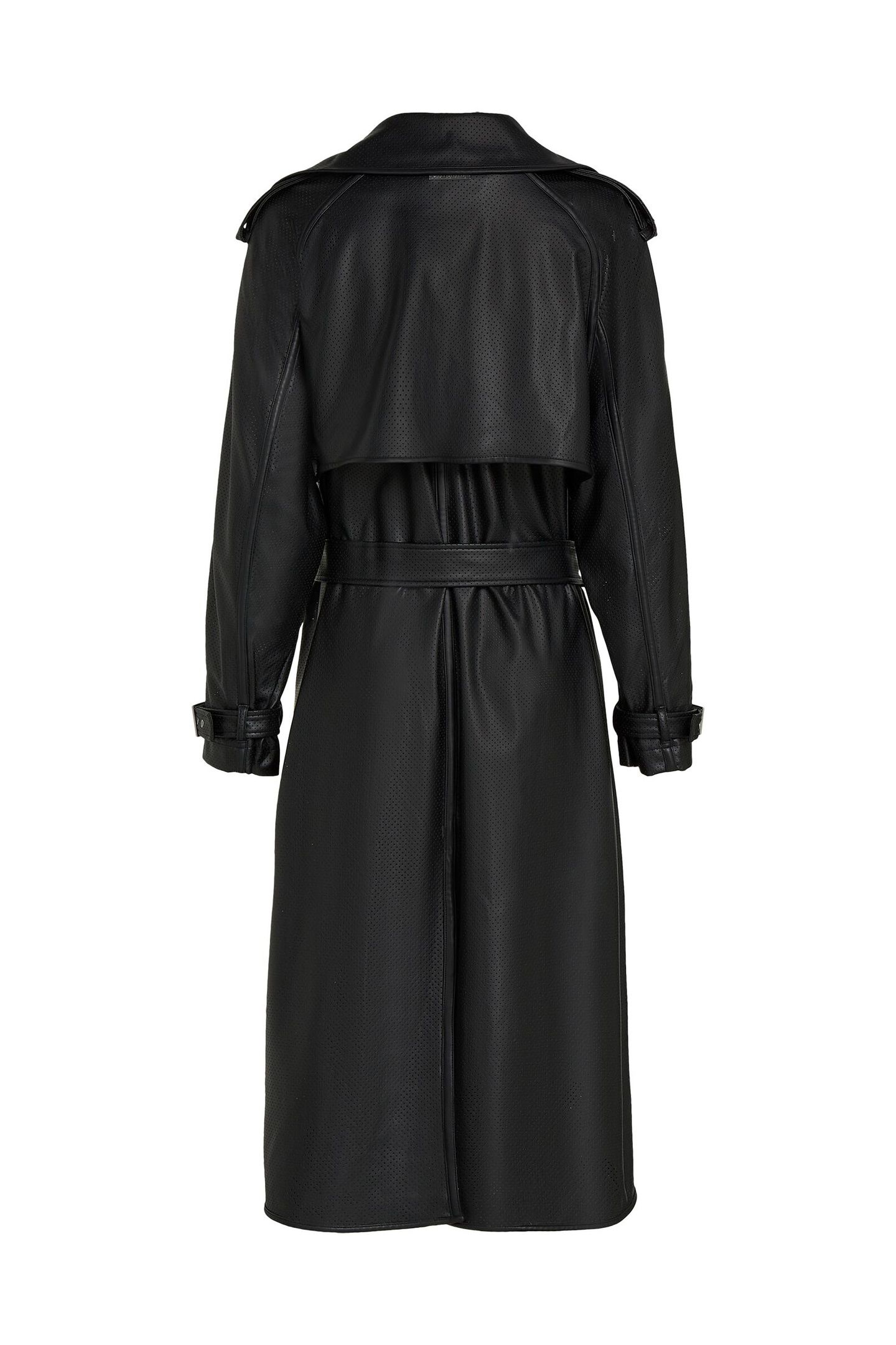 PERFORATED FAUX LEATHER TRENCH BLACK 6