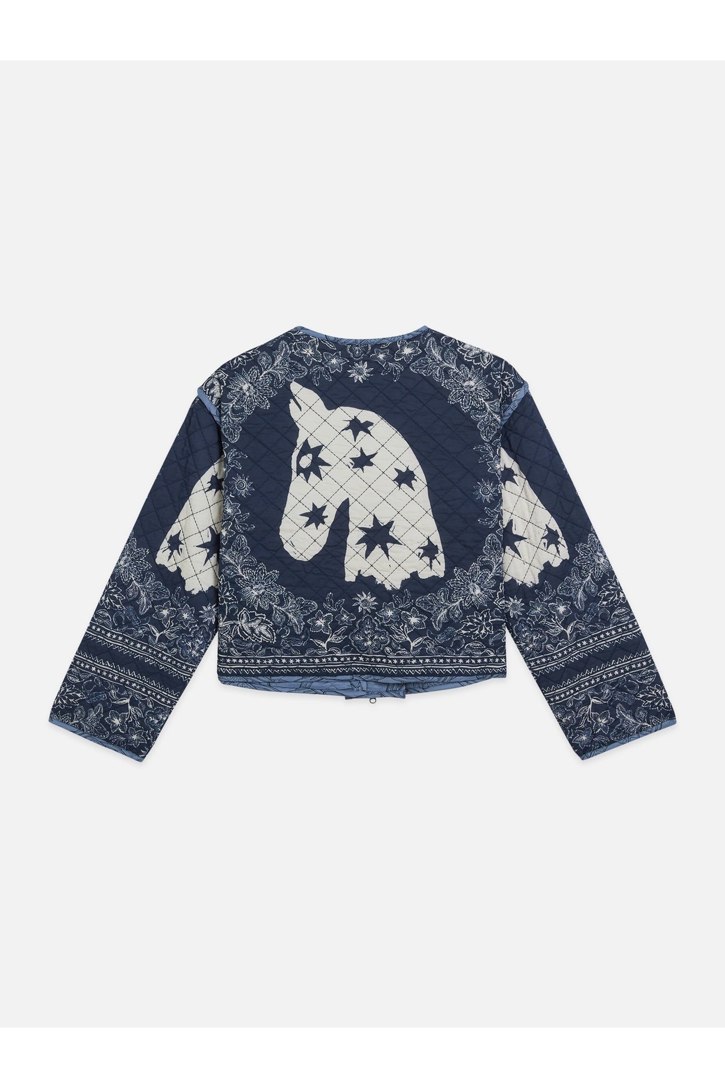 REVERSIBLE PRINTED QUILTED JACKET HORSE BANDANA DRESS BLUES 7