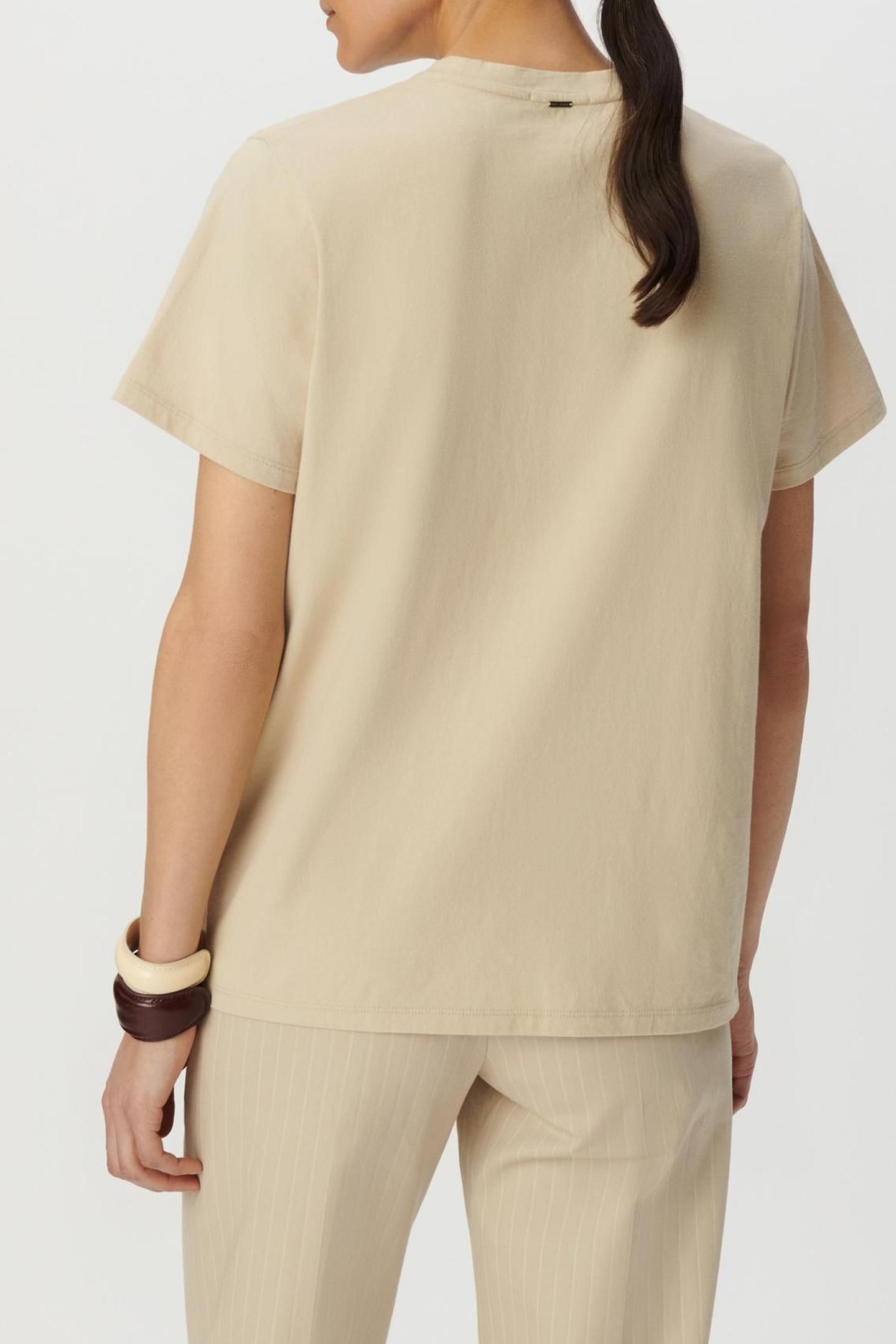 BEIGE ORGANIC COTTON EAGLE IMAGE CREW NECK T-SHIRT 2