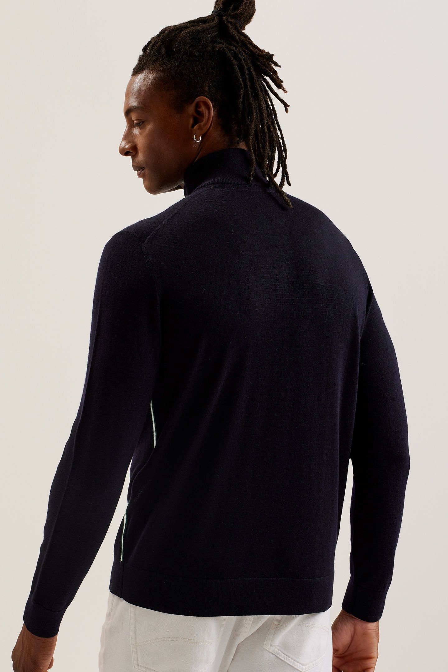FASHBEE LS BRANDED MERINO HALF ZIP NAVY 2