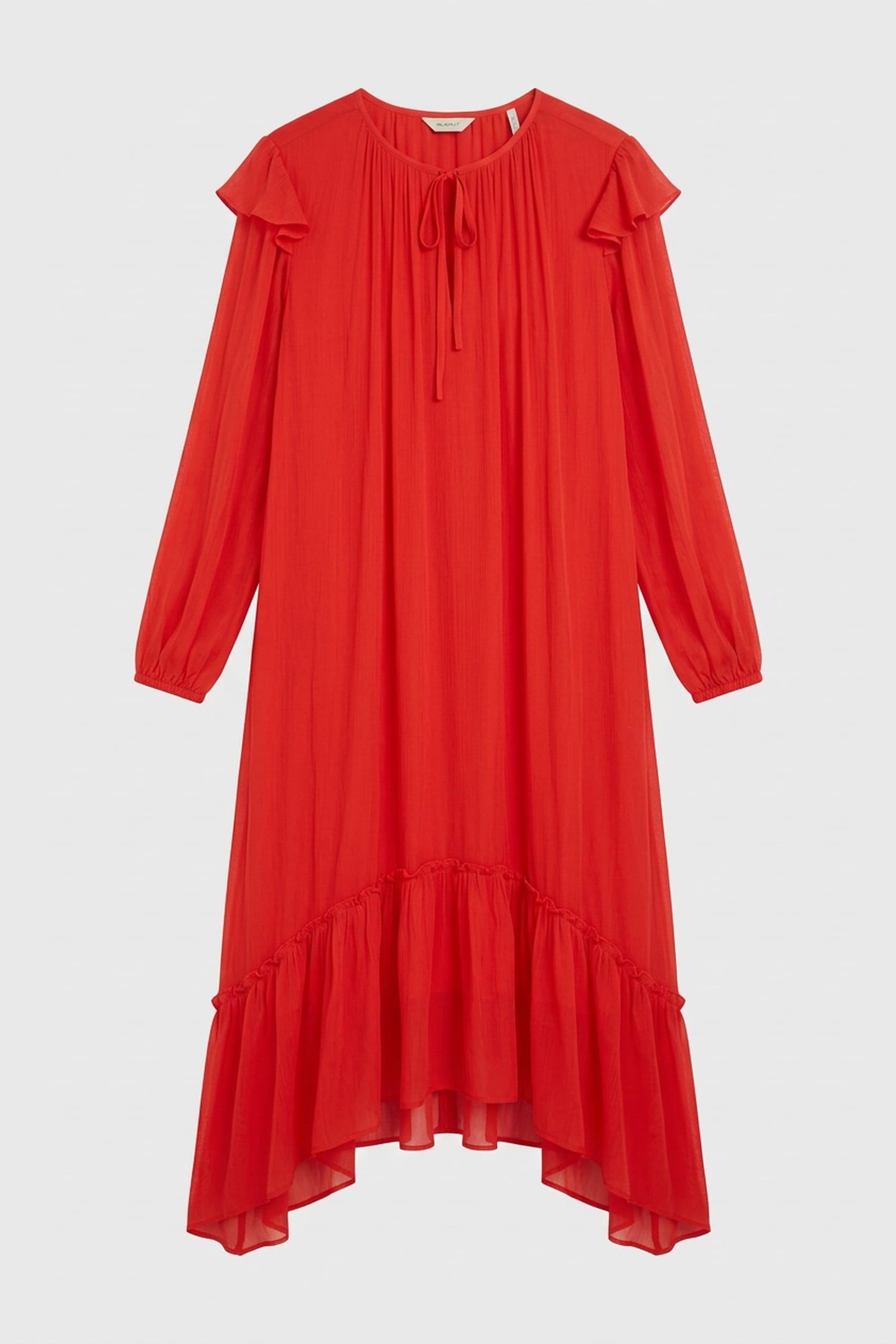 MAXI VISCOSE FRILL DRESS BOLD RED 3