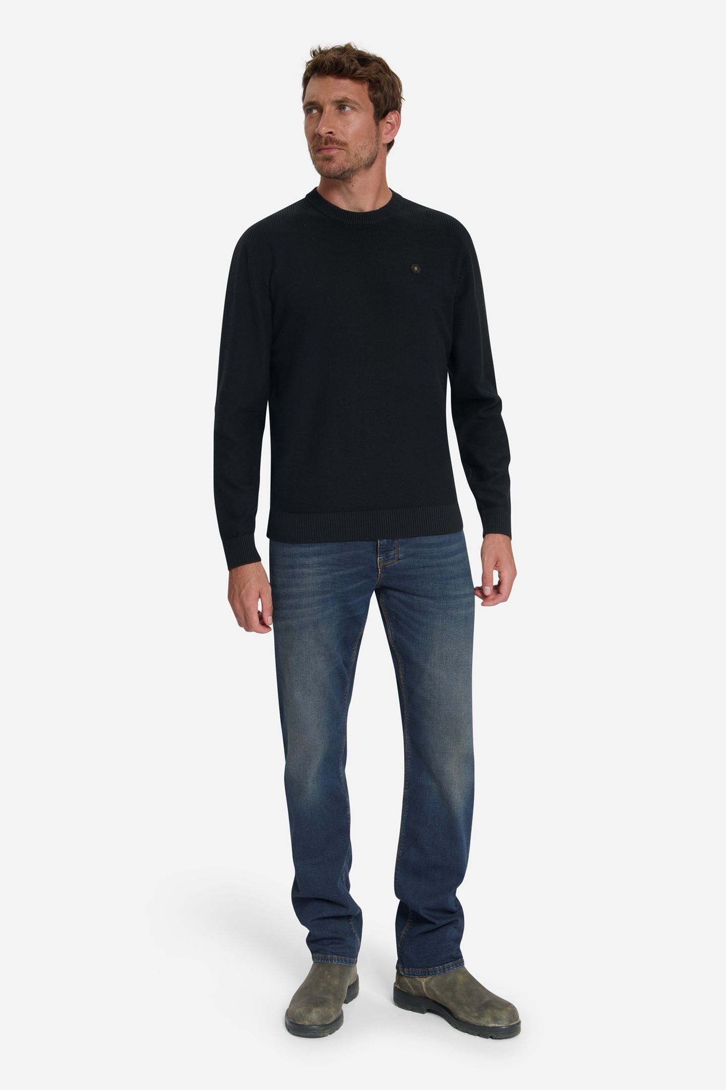PULLOVER CREWNECK SHOULDER DETAIL BLACK 3
