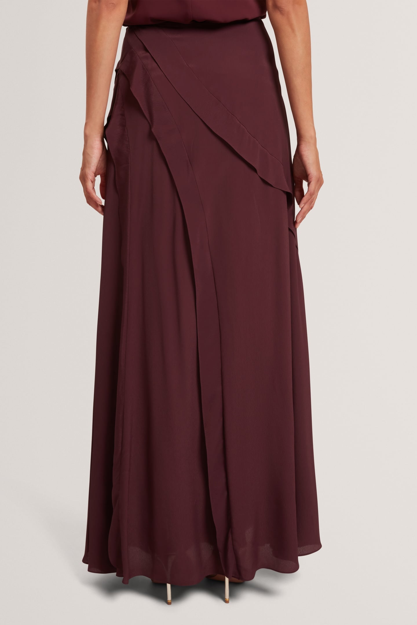 FRILL DETAIL MAXI SKIRT OXBLOOD 2