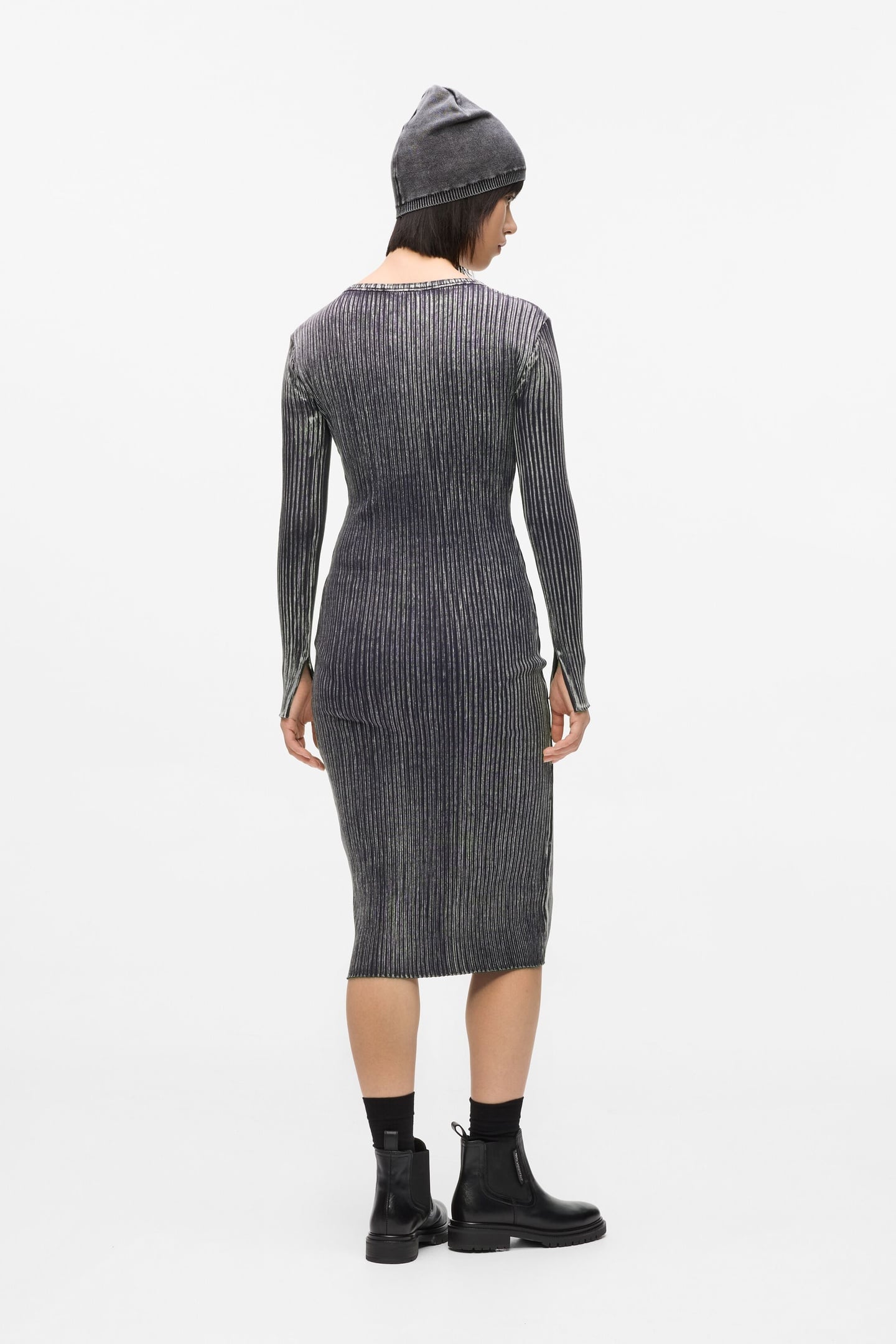KLJ LS RIBBED DRESS WASHED BLACK 3