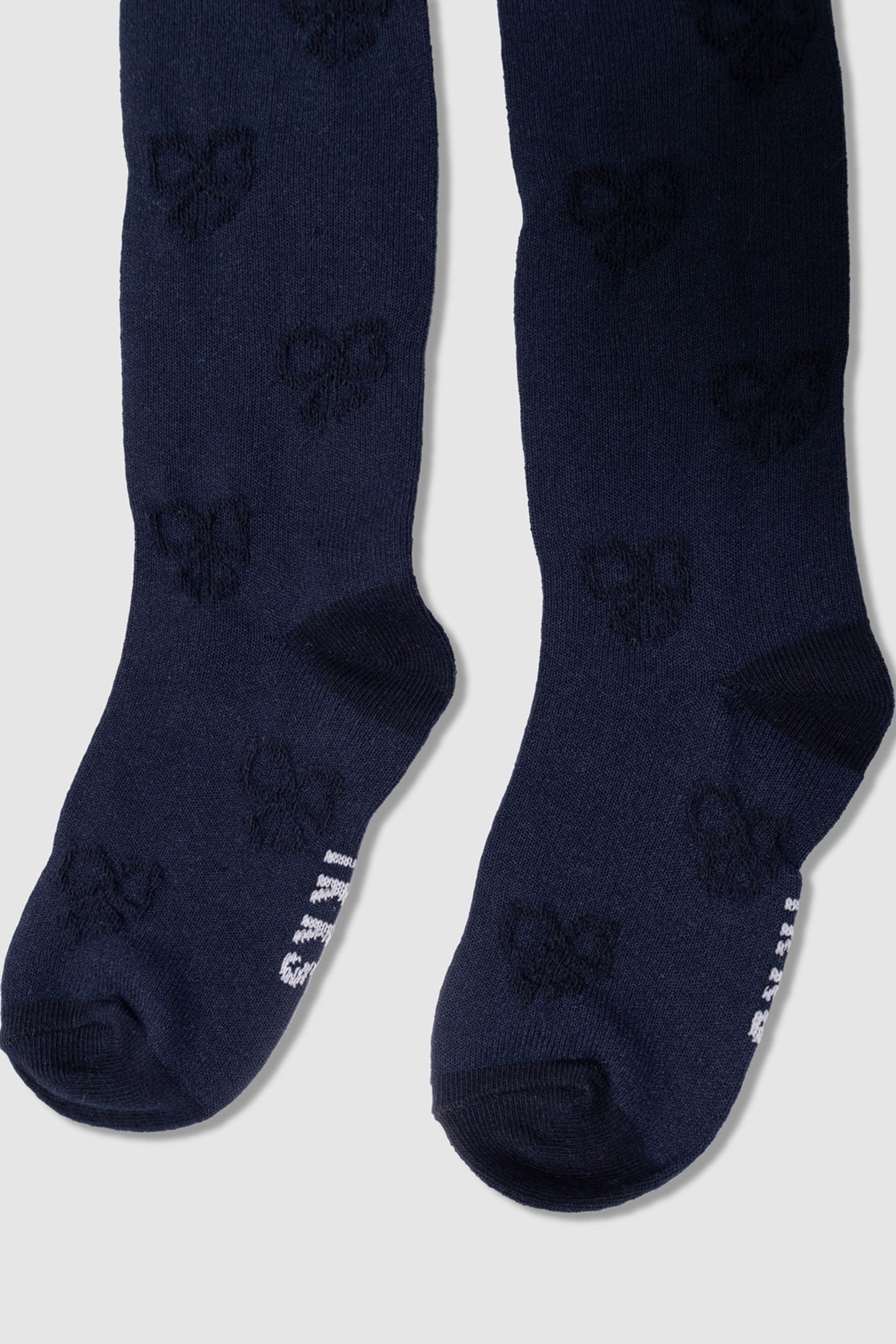 GIRLS’ NAVY BLUE JACQUARD KNIT TIGHTS WITH BOW MOTIF 1