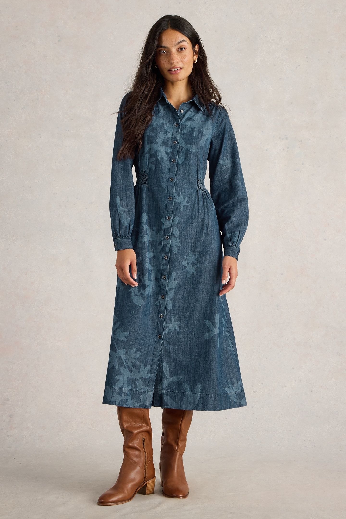 FARAH DENIM MIDI DRESS DENIM PR 1