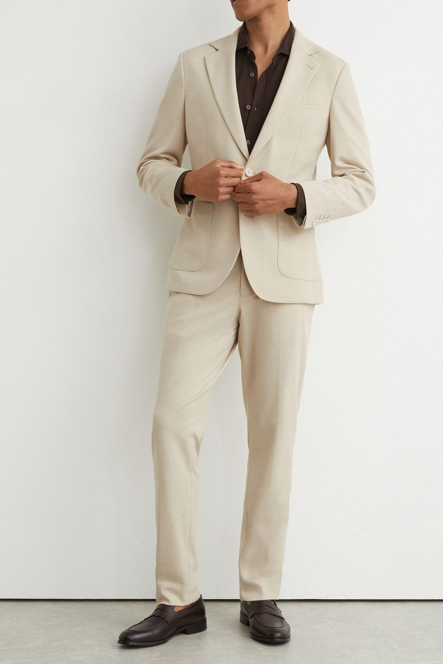 SB 2B NOTCH TEXTURED JERSEY BLAZER STONE 2
