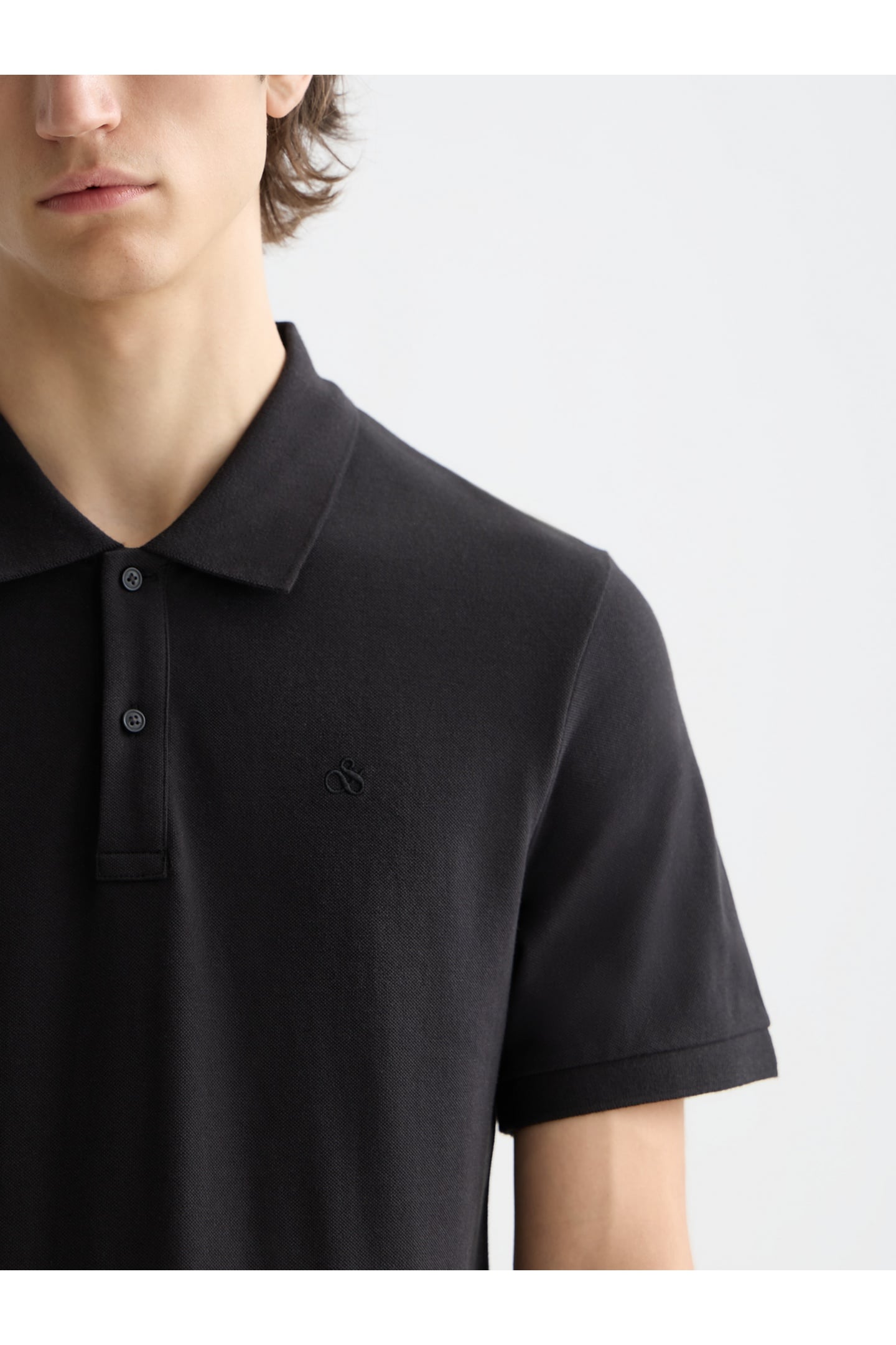CHEST LOGO REGULAR-FIT PIQUE POLO BLACK 6